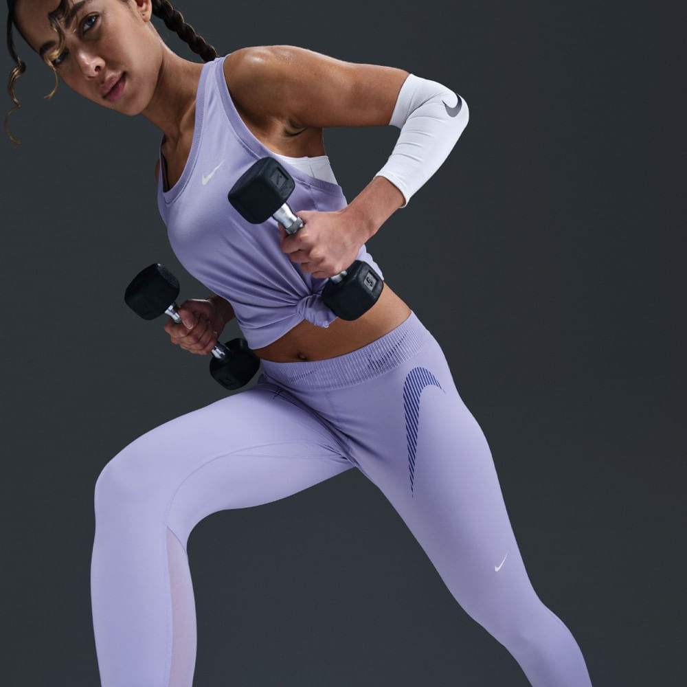 Nike W Np Df Mr 7/8 Tight Tt Grx Licra morado de mujer para entrenamiento