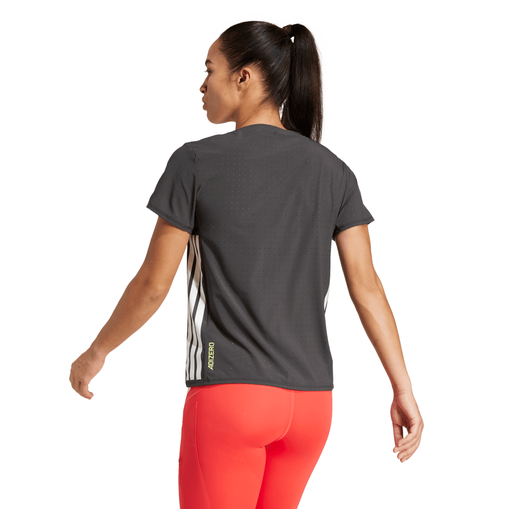 Adidas Camiseta Adizero Manga Corta negro de mujer para correr