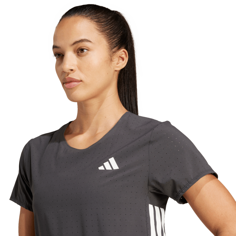 Adidas Camiseta Adizero Manga Corta negro de mujer para correr