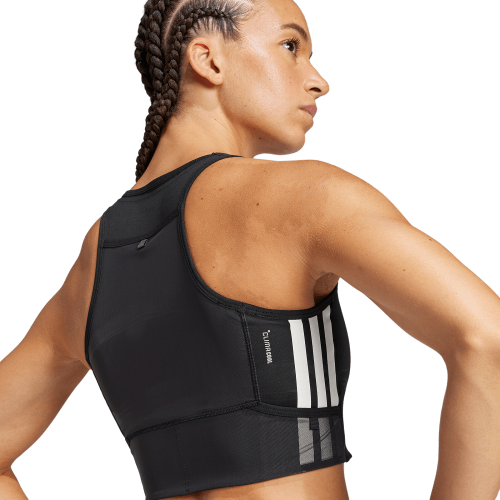 Adidas Adizero Crop W Camiseta Manga Sisa negro de mujer para correr