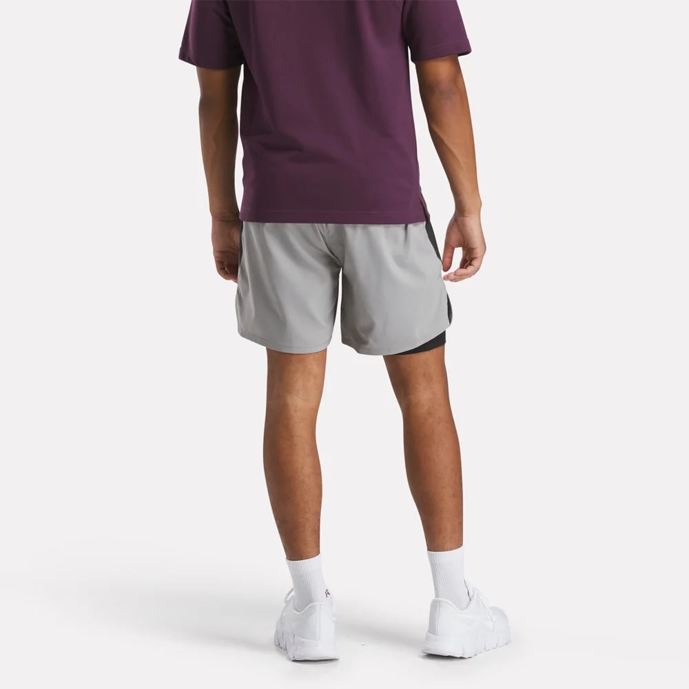 Reebok Running 2-1 Short Pantaloneta gris de hombre para correr