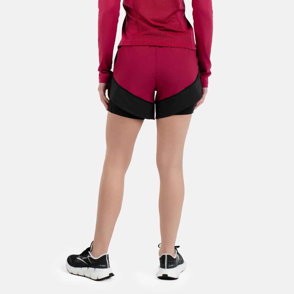 Reebok Running 2 In 1 Short Pantaloneta rojo de mujer para correr