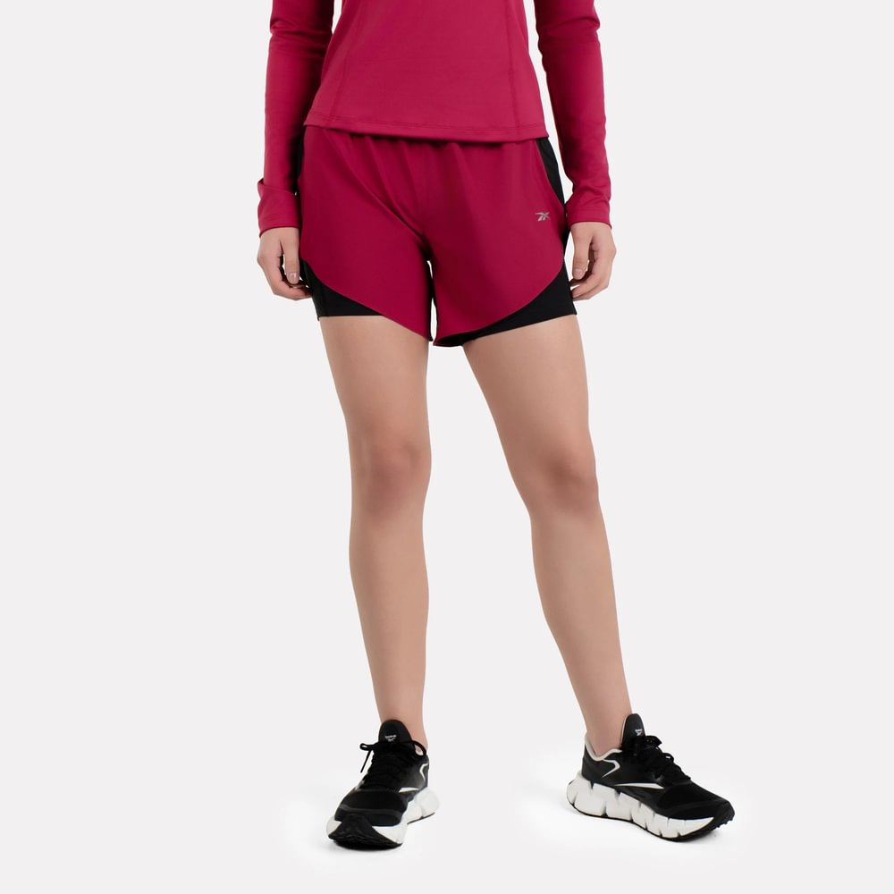Reebok Running 2 In 1 Short Pantaloneta rojo de mujer para correr