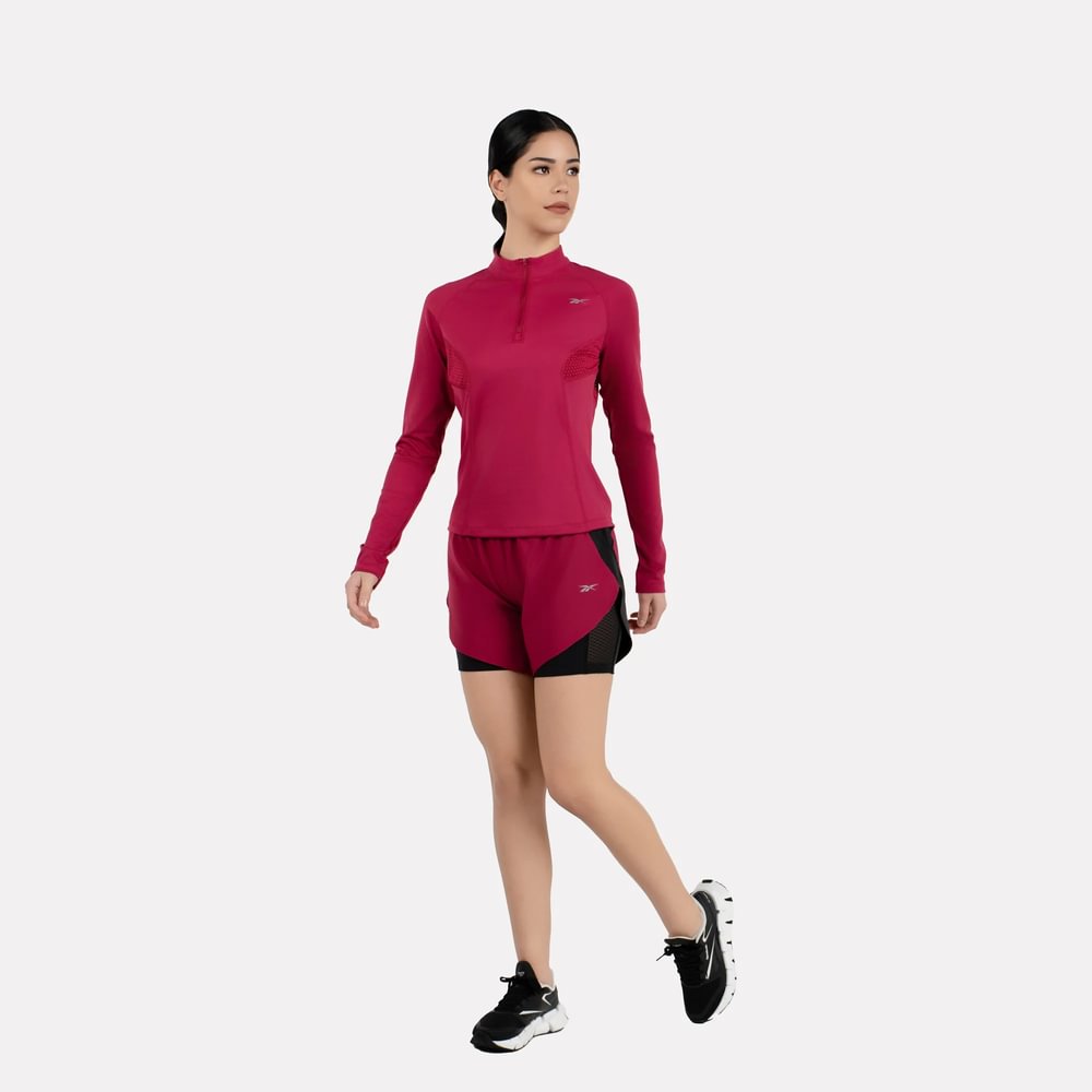 Reebok Running 2 In 1 Short Pantaloneta rojo de mujer para correr