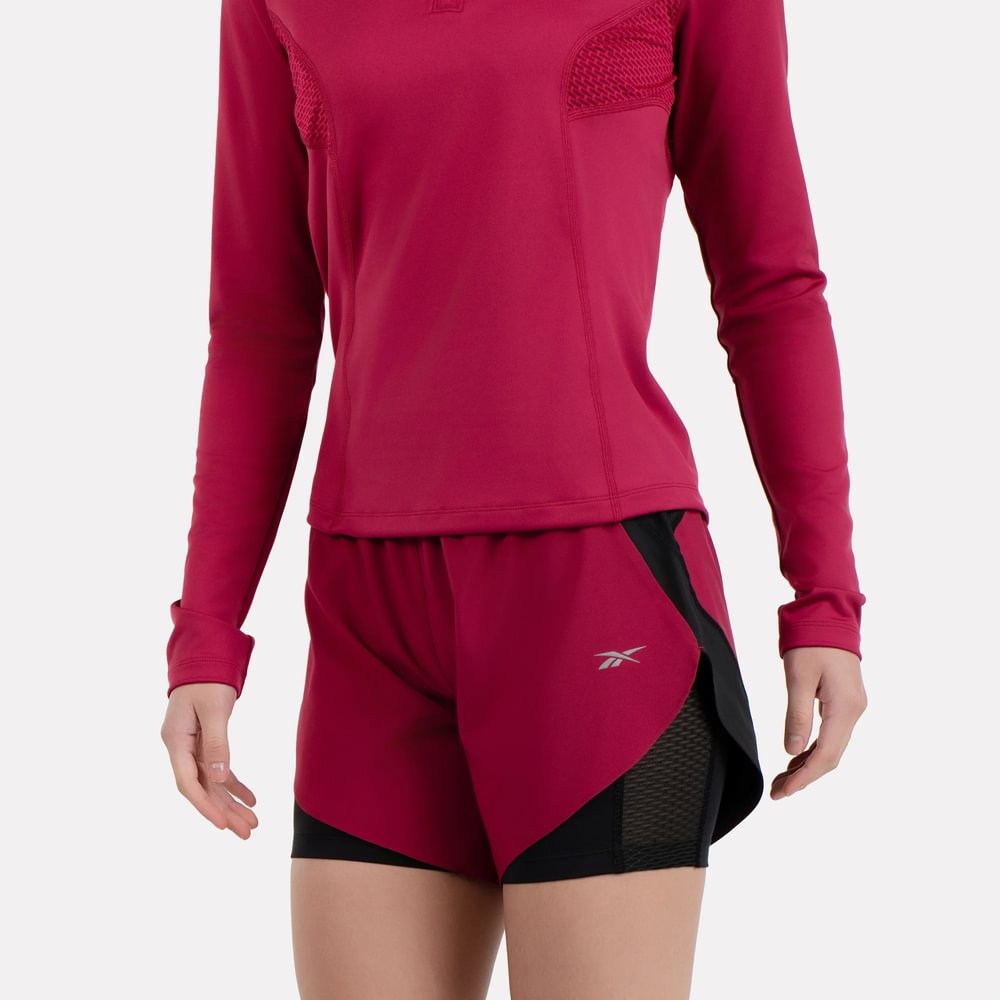 Reebok Running 2 In 1 Short Pantaloneta rojo de mujer para correr