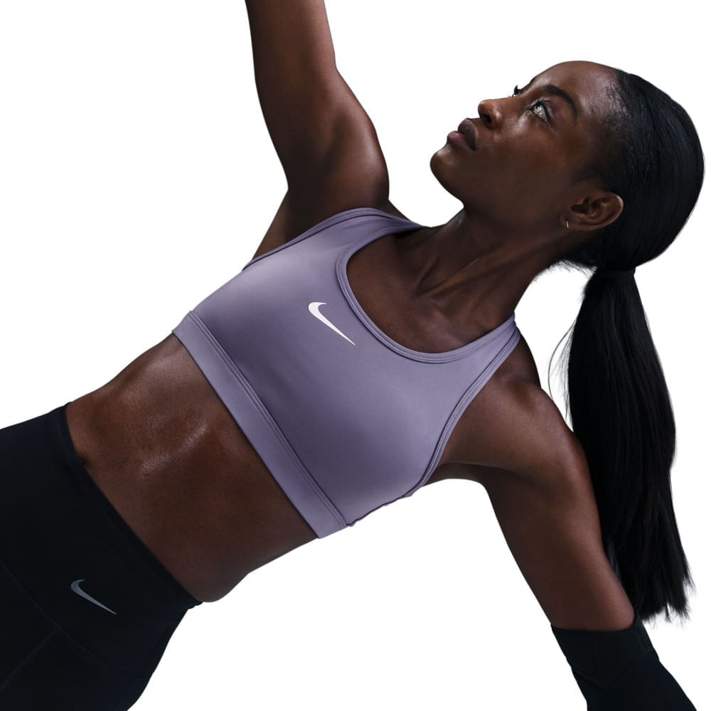 Nike W Nk Swsh Med Spt Bra Top morado de mujer para entrenamiento