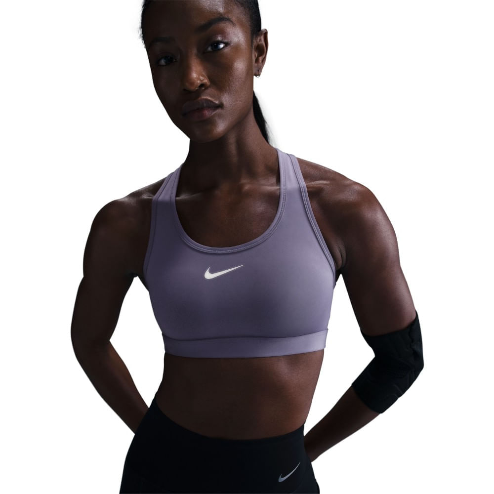 Nike W Nk Swsh Med Spt Bra Top morado de mujer para entrenamiento