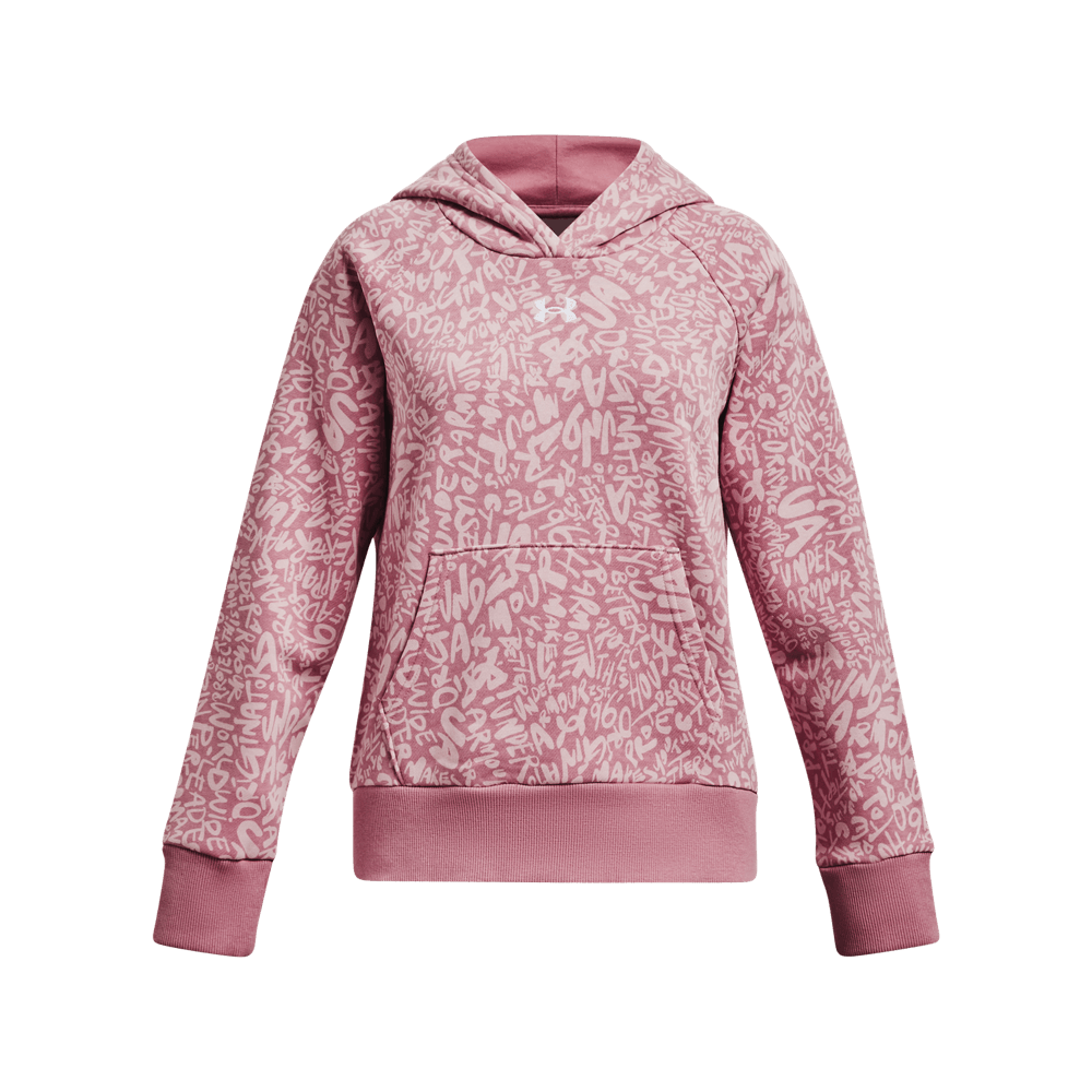 UA Al Flc Printed Hd Hoodie rosado de niña lifestyle