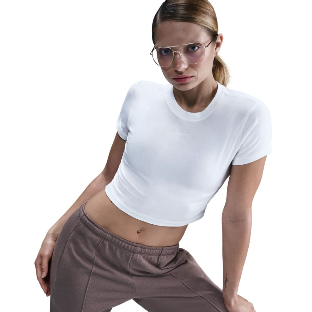 Nike W Nsw Nk Chll Knt Crp Camiseta Manga Corta blanco de mujer lifestyle