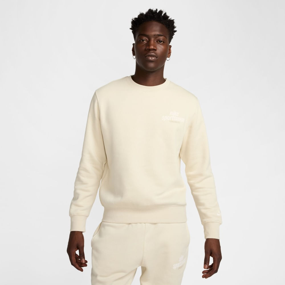 Nike M Nk Club Bb Crew Nsw Gfx Camiseta Manga Larga beige de hombre lifestyle