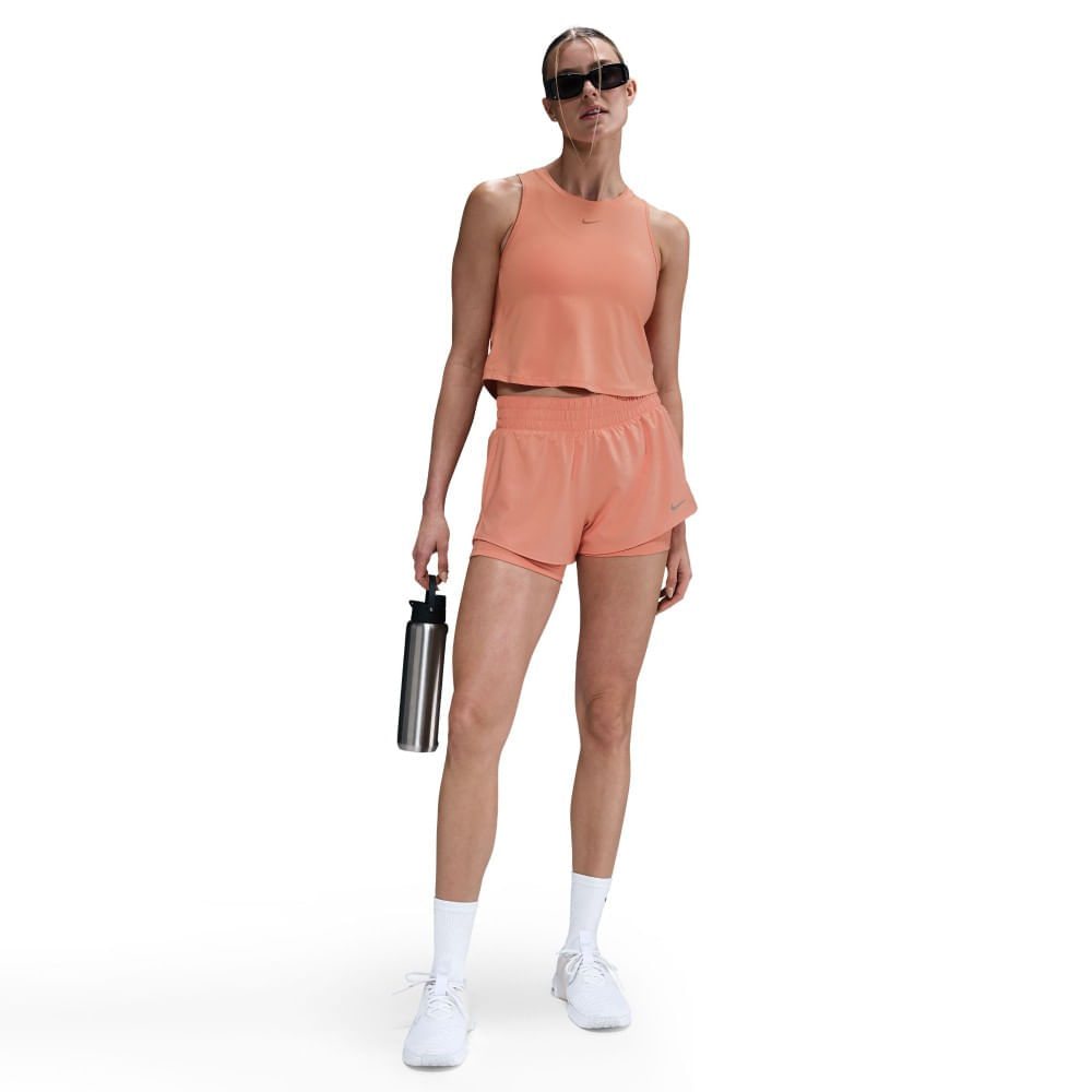 Nike W Nk One Df Mr 3In 2N1 Short Pantaloneta naranja de mujer para entrenamiento