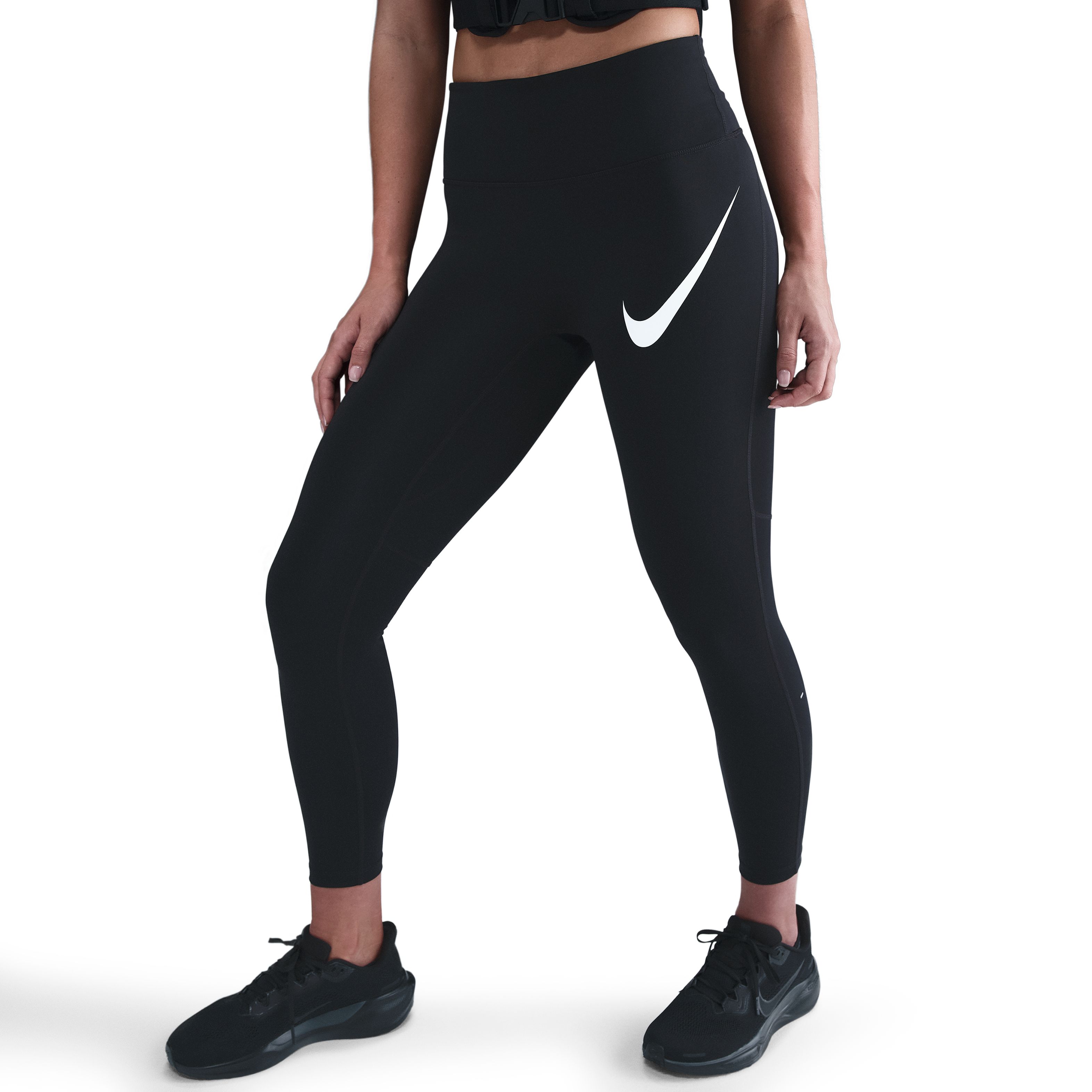 Nike W Nk Df Tempo Hr 7/8 Tgt Swhbr Licra negro de mujer para correr