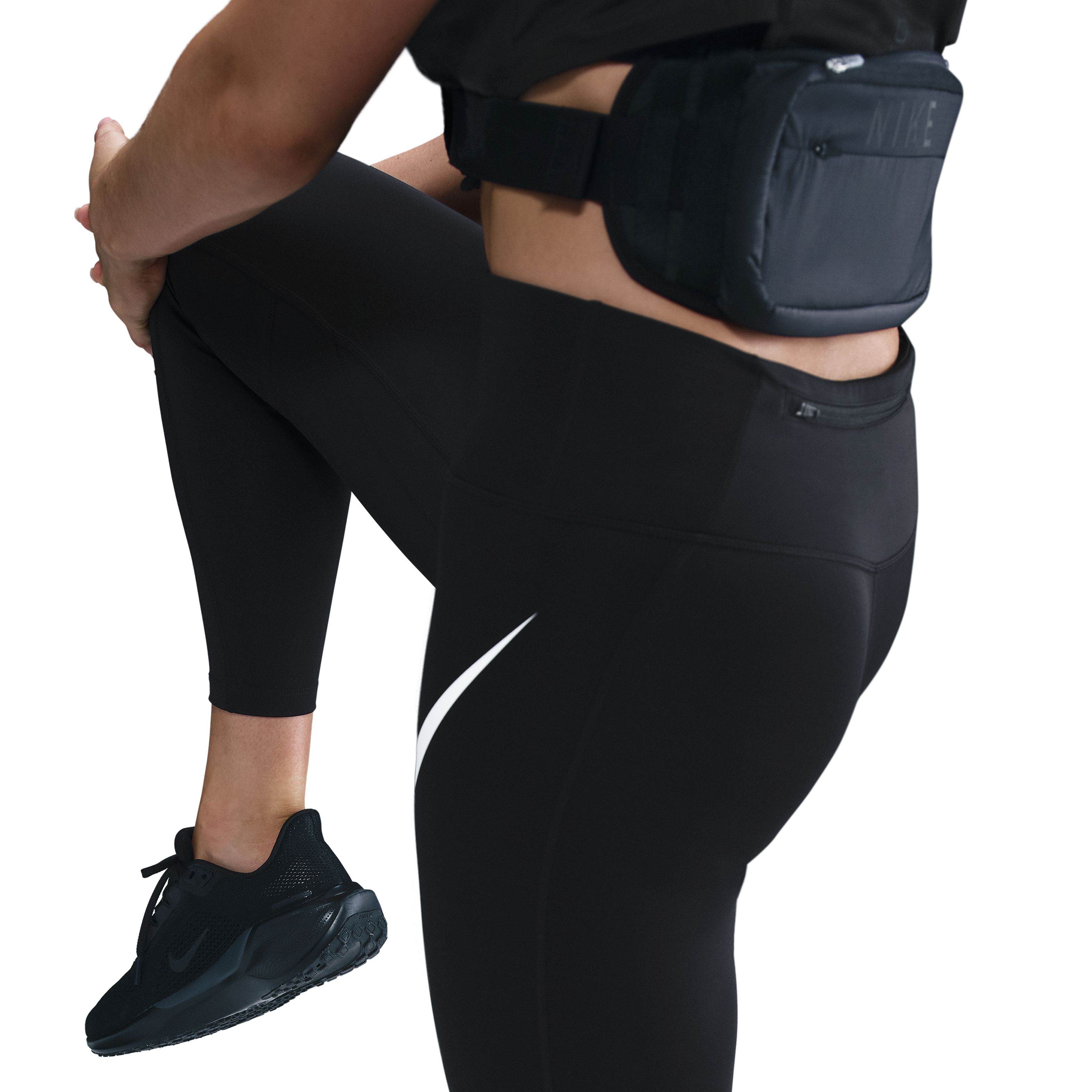 Nike W Nk Df Tempo Hr 7/8 Tgt Swhbr Licra negro de mujer para correr