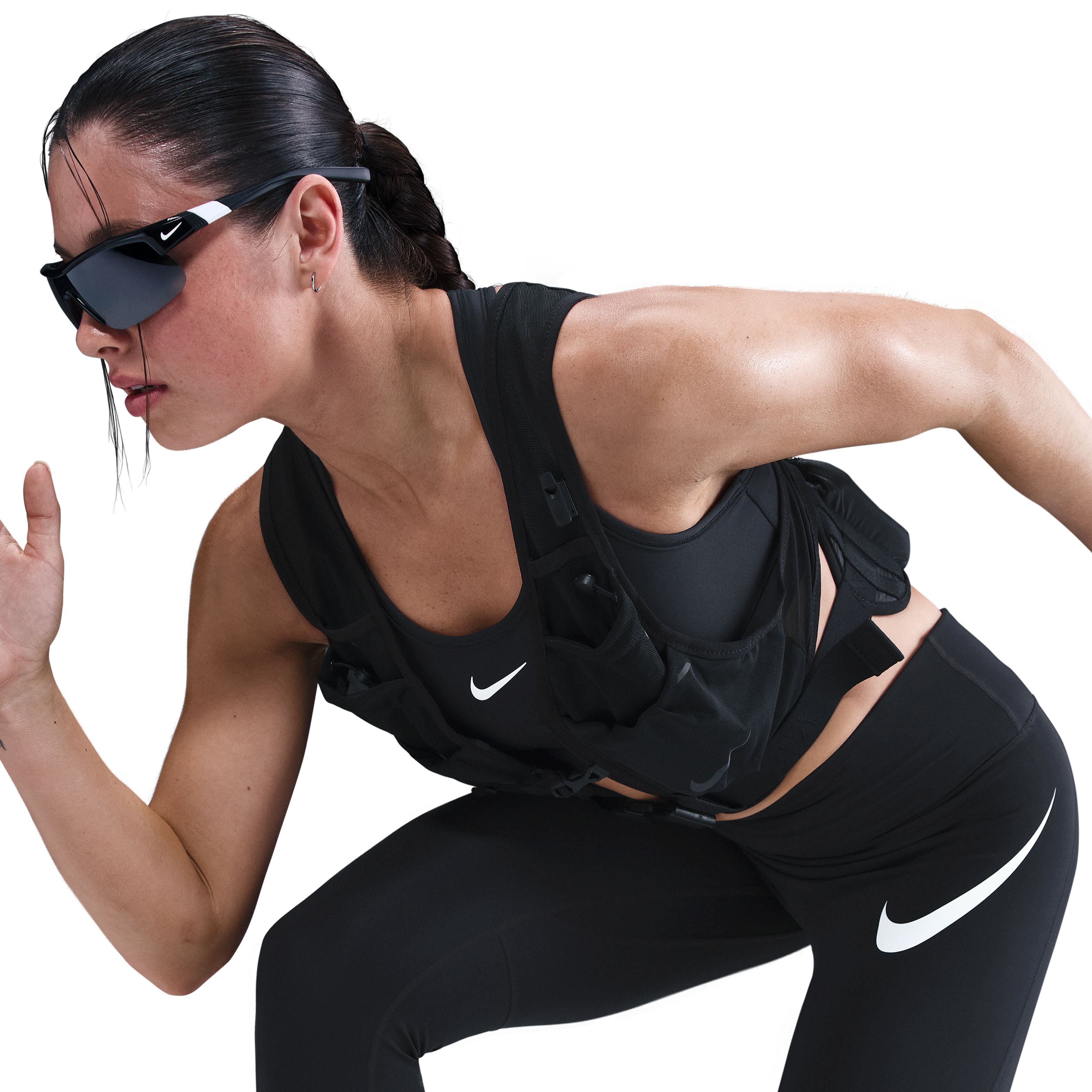 Nike W Nk Df Tempo Hr 7/8 Tgt Swhbr Licra negro de mujer para correr