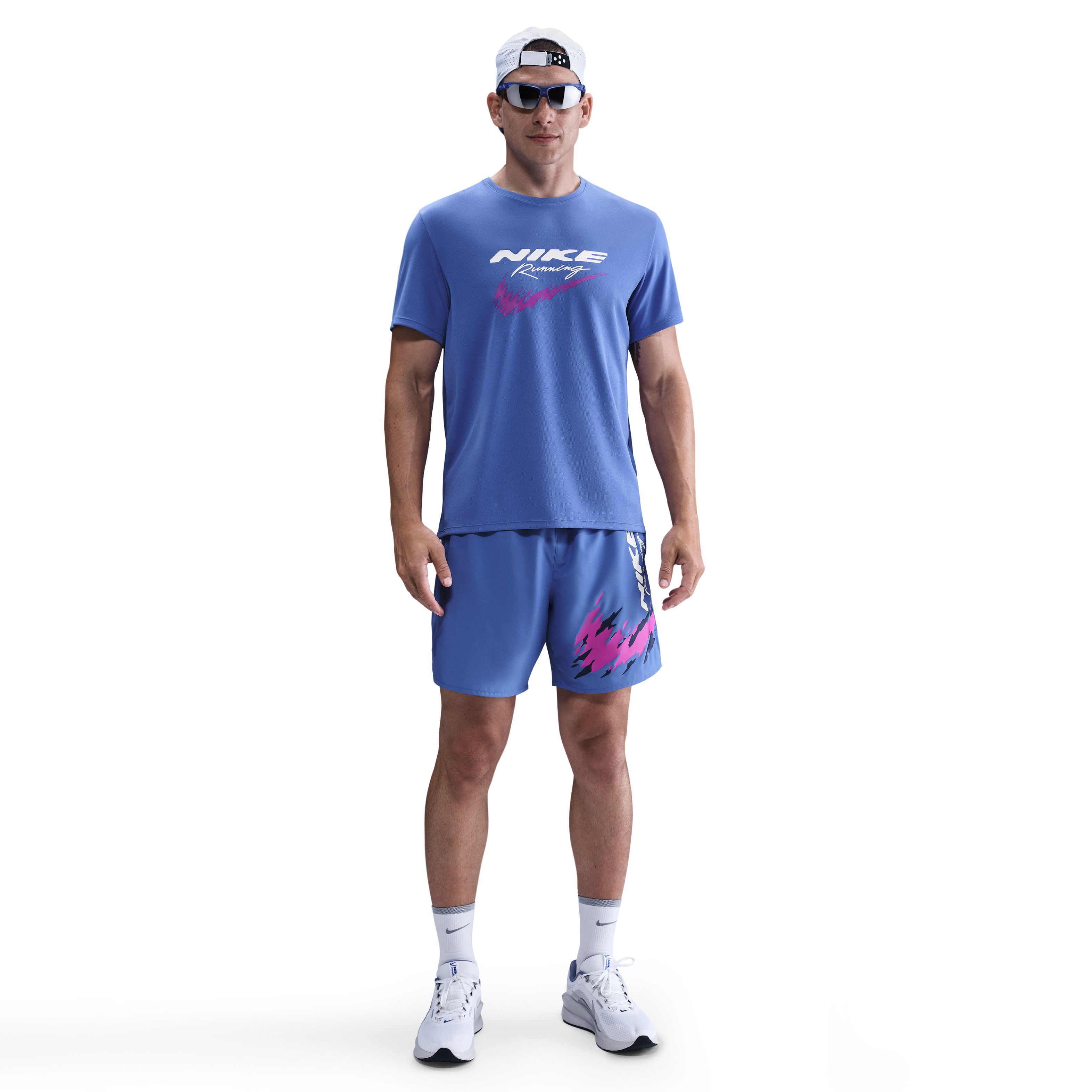 Nike M Nk Df Uv Rn Enrgy Miler Ss Camiseta Manga Corta azul de hombre para correr