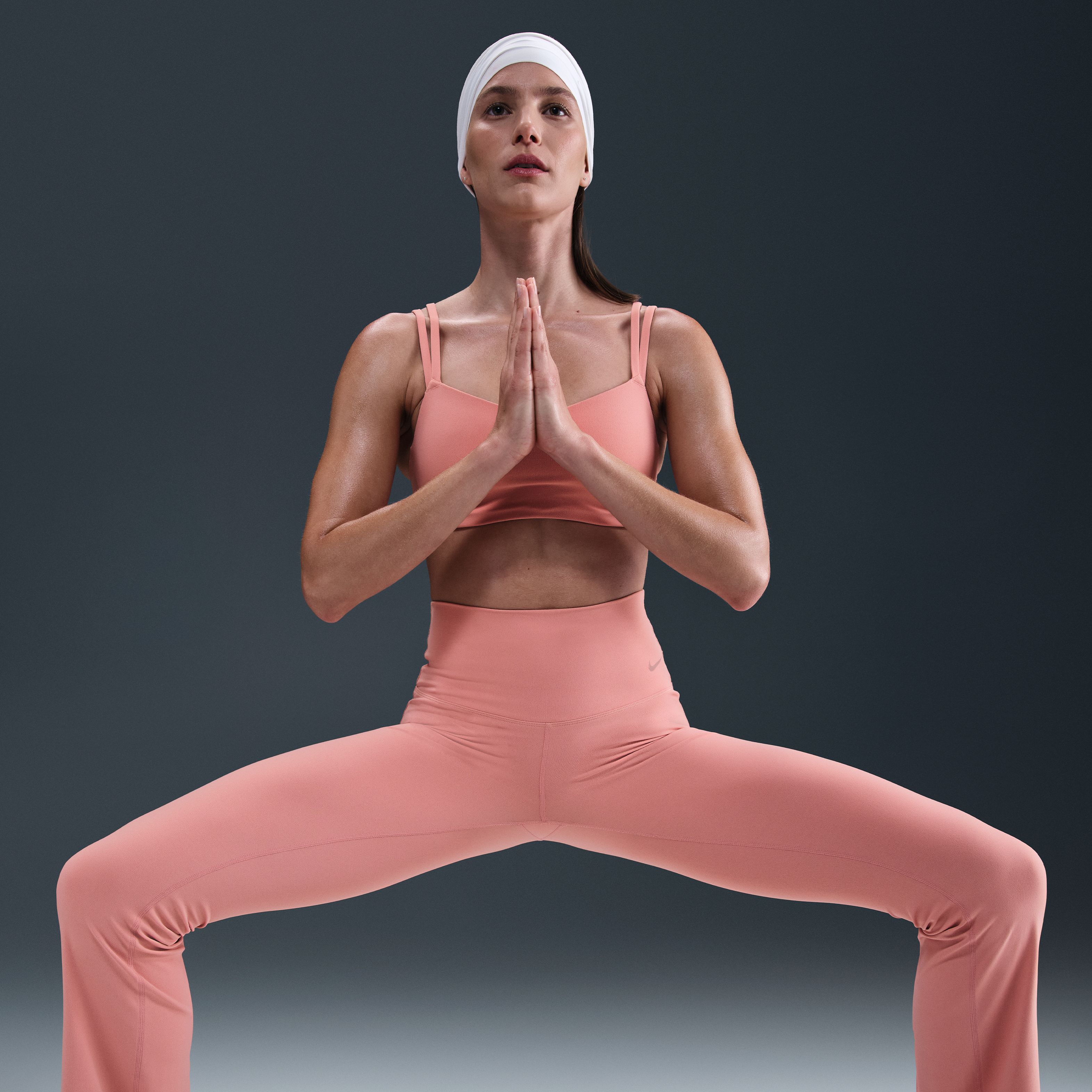 Nike W Nk Df Zenvy Hr Flare Pantalón rosado de mujer para entrenamiento