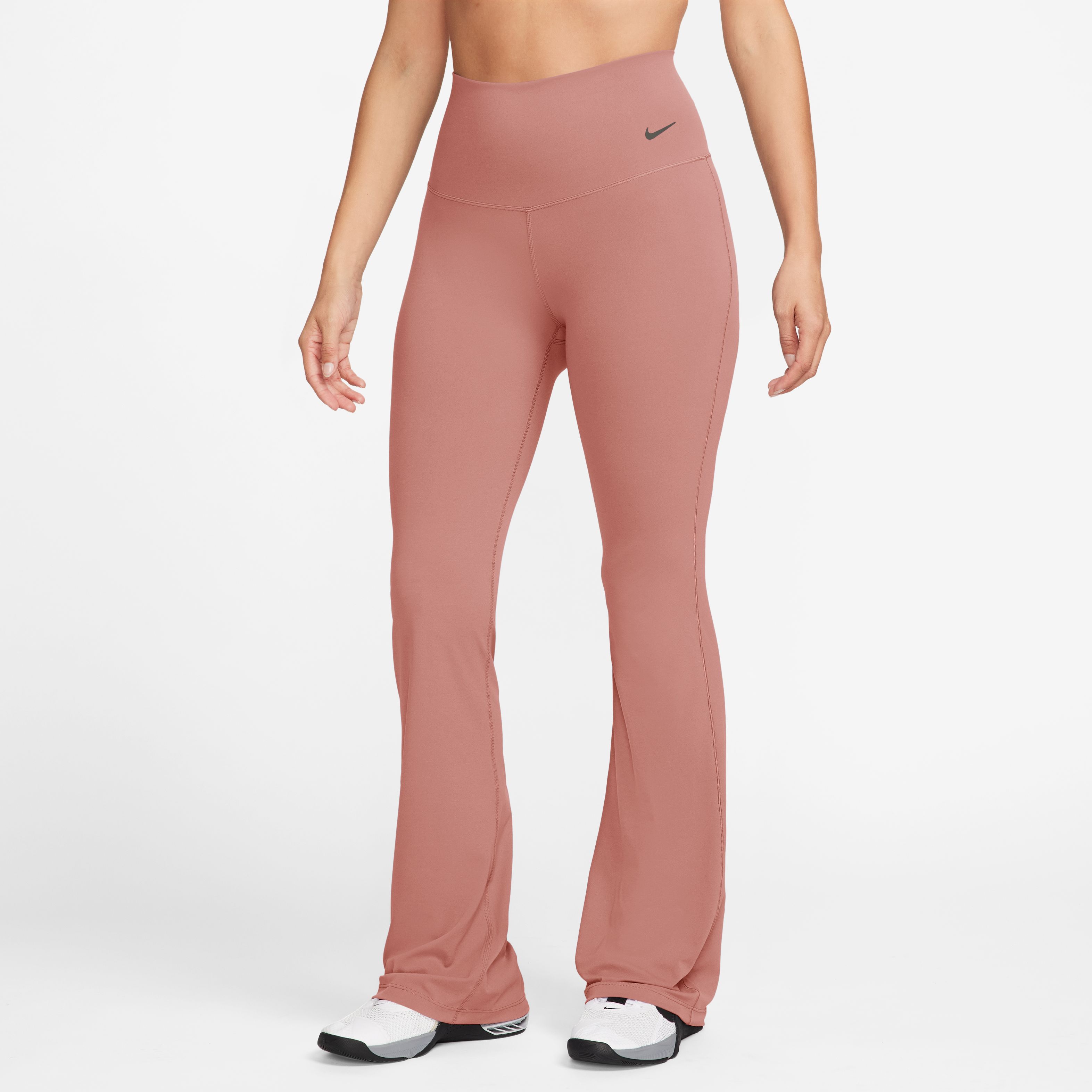 Nike W Nk Df Zenvy Hr Flare Pantalón rosado de mujer para entrenamiento