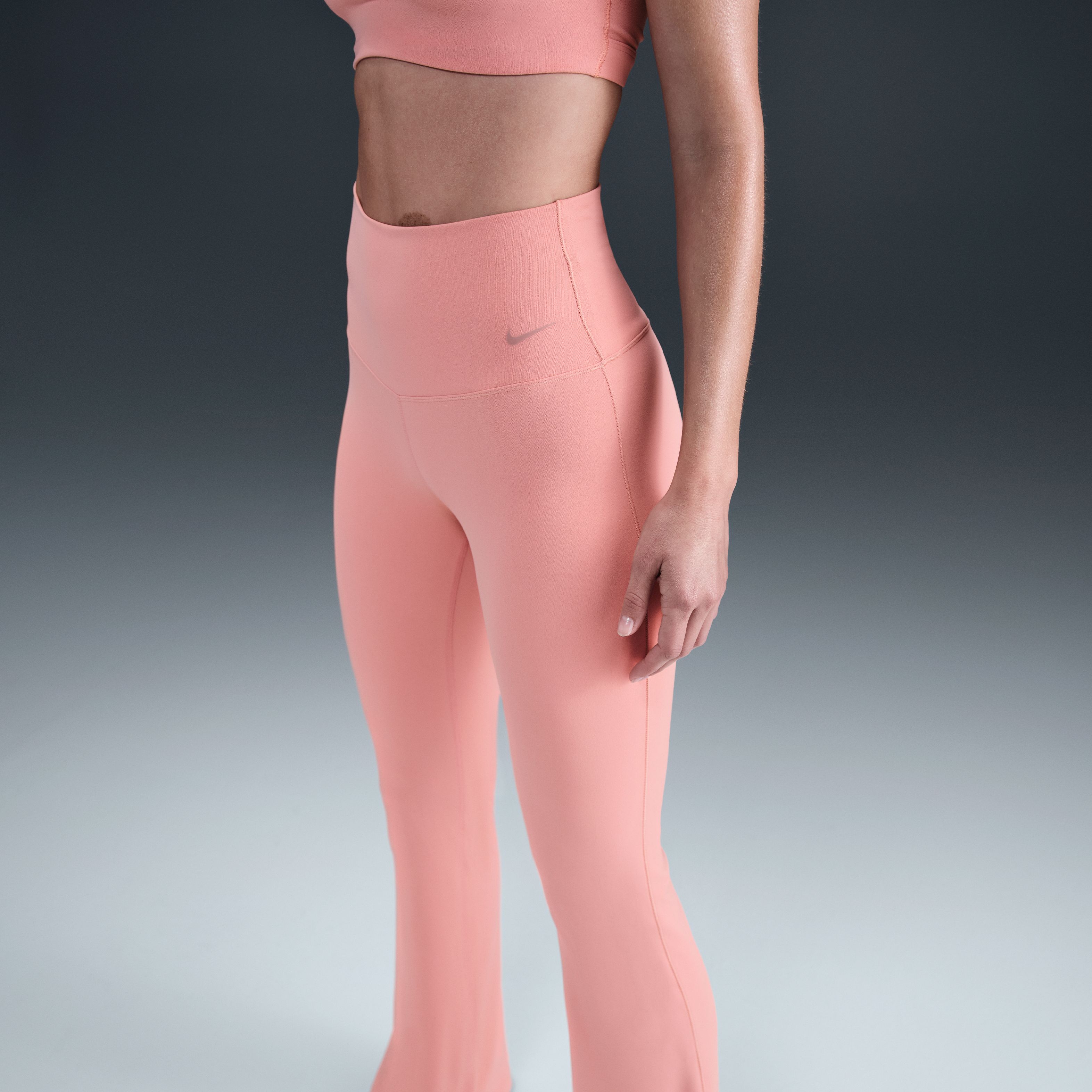 Nike W Nk Df Zenvy Hr Flare Pantalón rosado de mujer para entrenamiento