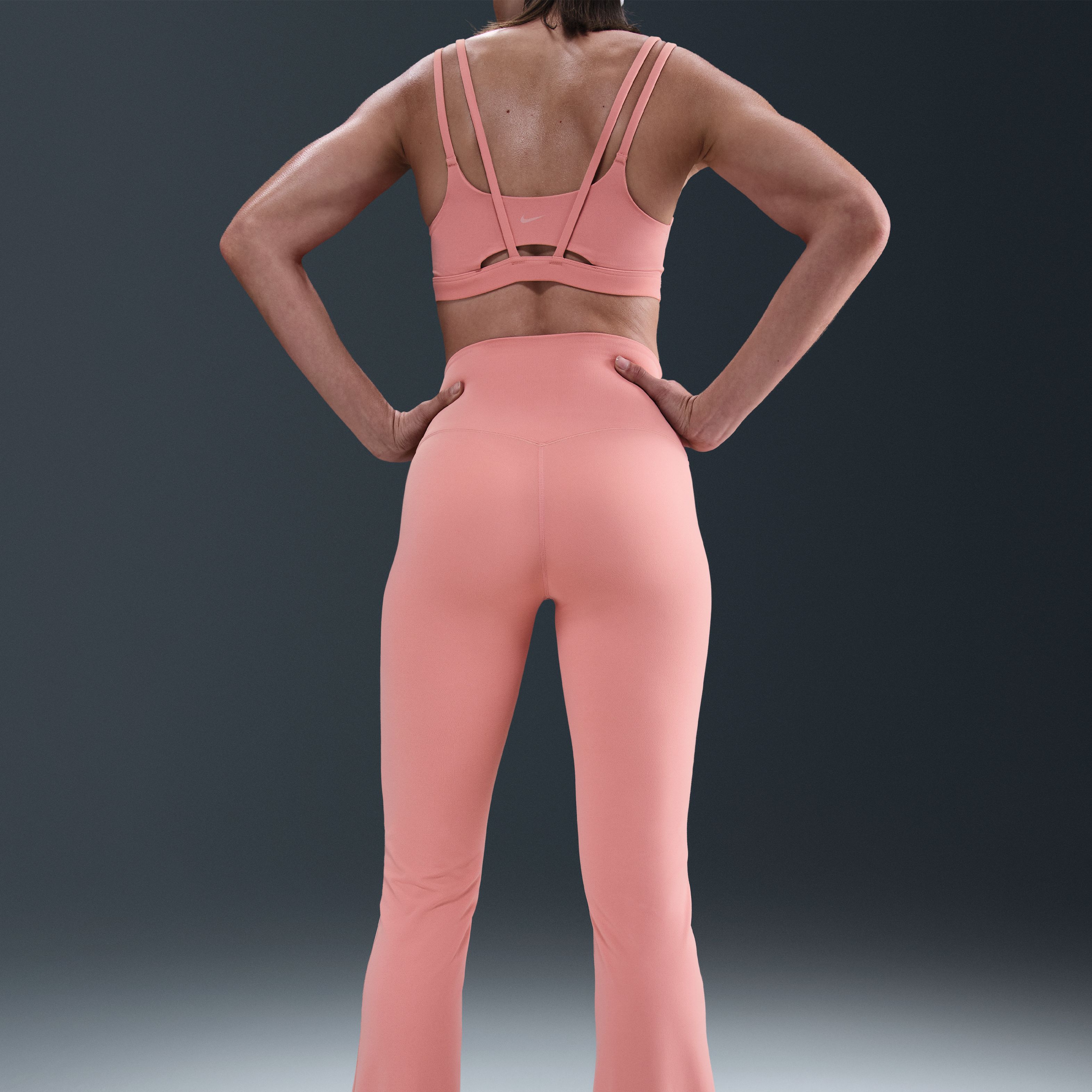 Nike W Nk Df Zenvy Hr Flare Pantalón rosado de mujer para entrenamiento