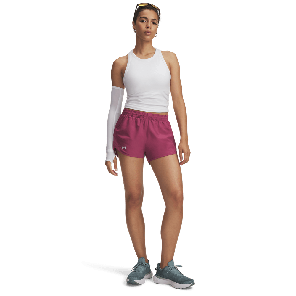 UA Fly By 3   Shorts Pantaloneta rosado de mujer para correr