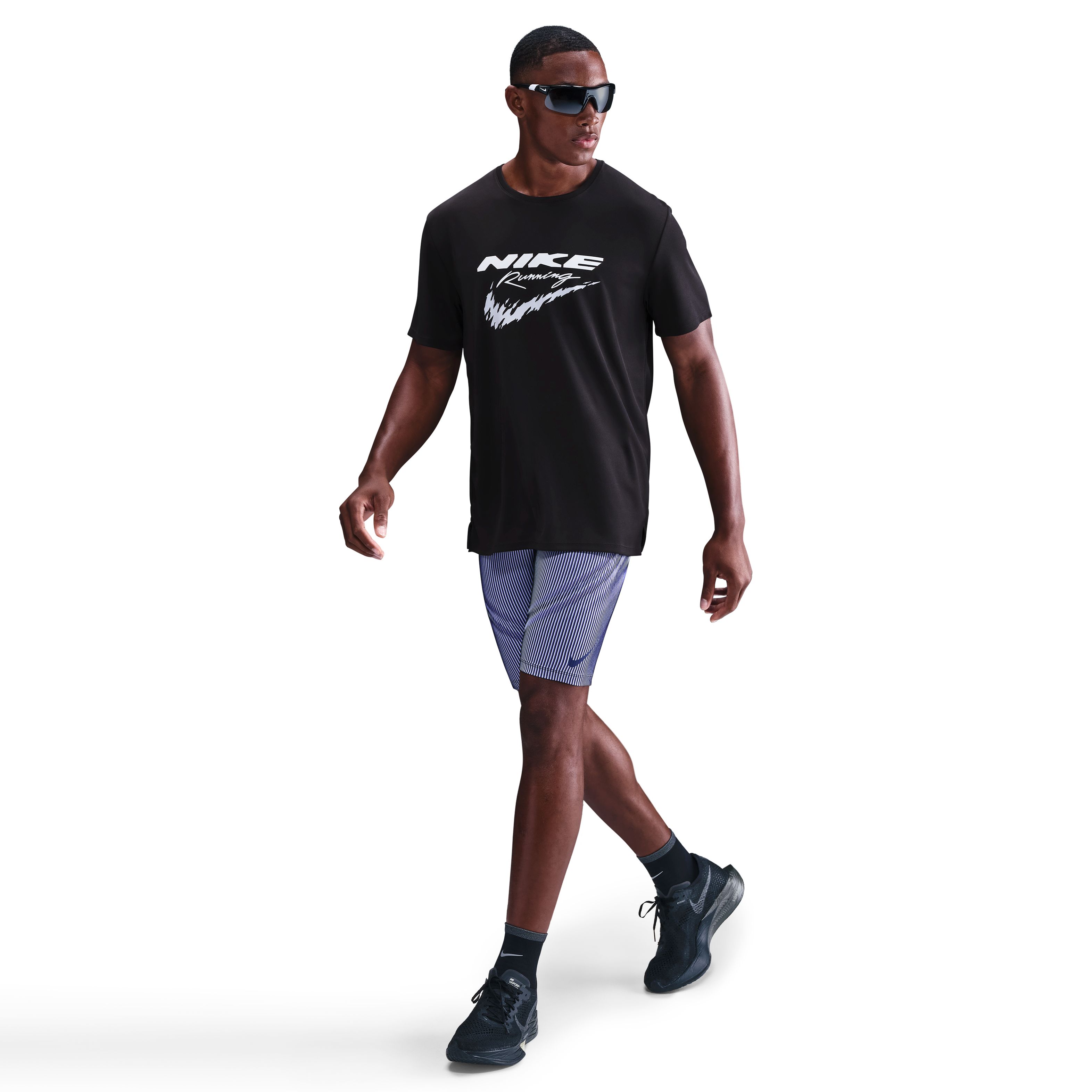 Nike M Nk Df Uv Rn Enrgy Miler Ss Camiseta Manga Corta negro de hombre para correr