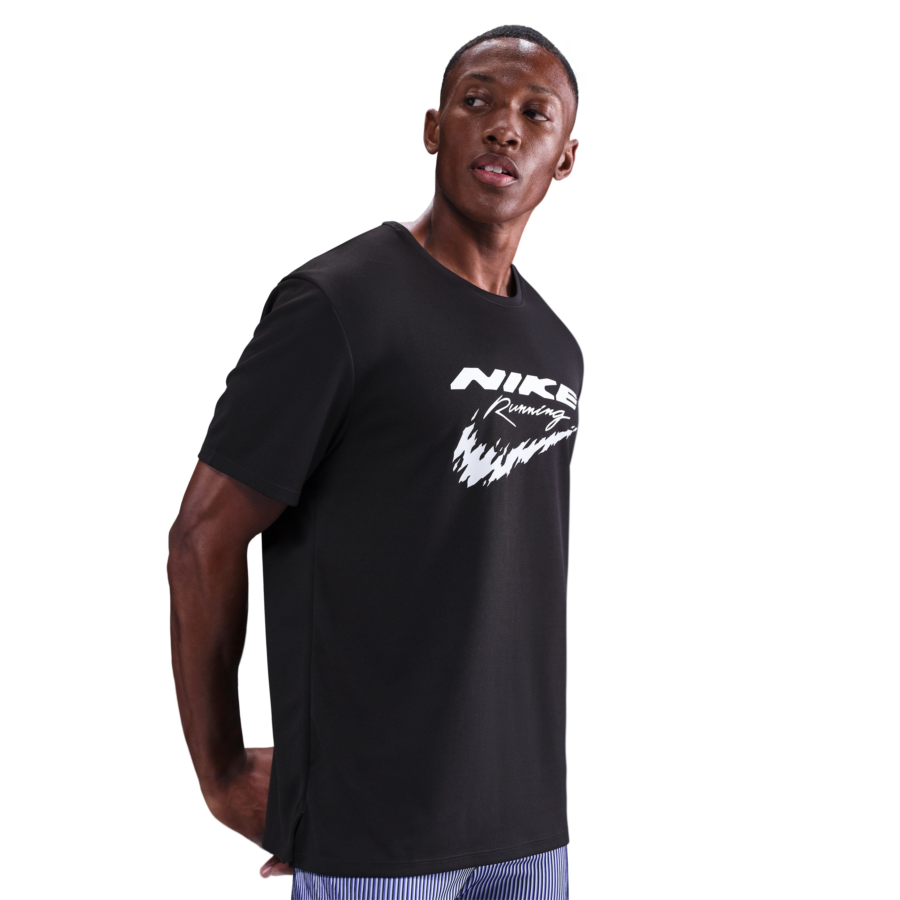 Nike M Nk Df Uv Rn Enrgy Miler Ss Camiseta Manga Corta negro de hombre para correr