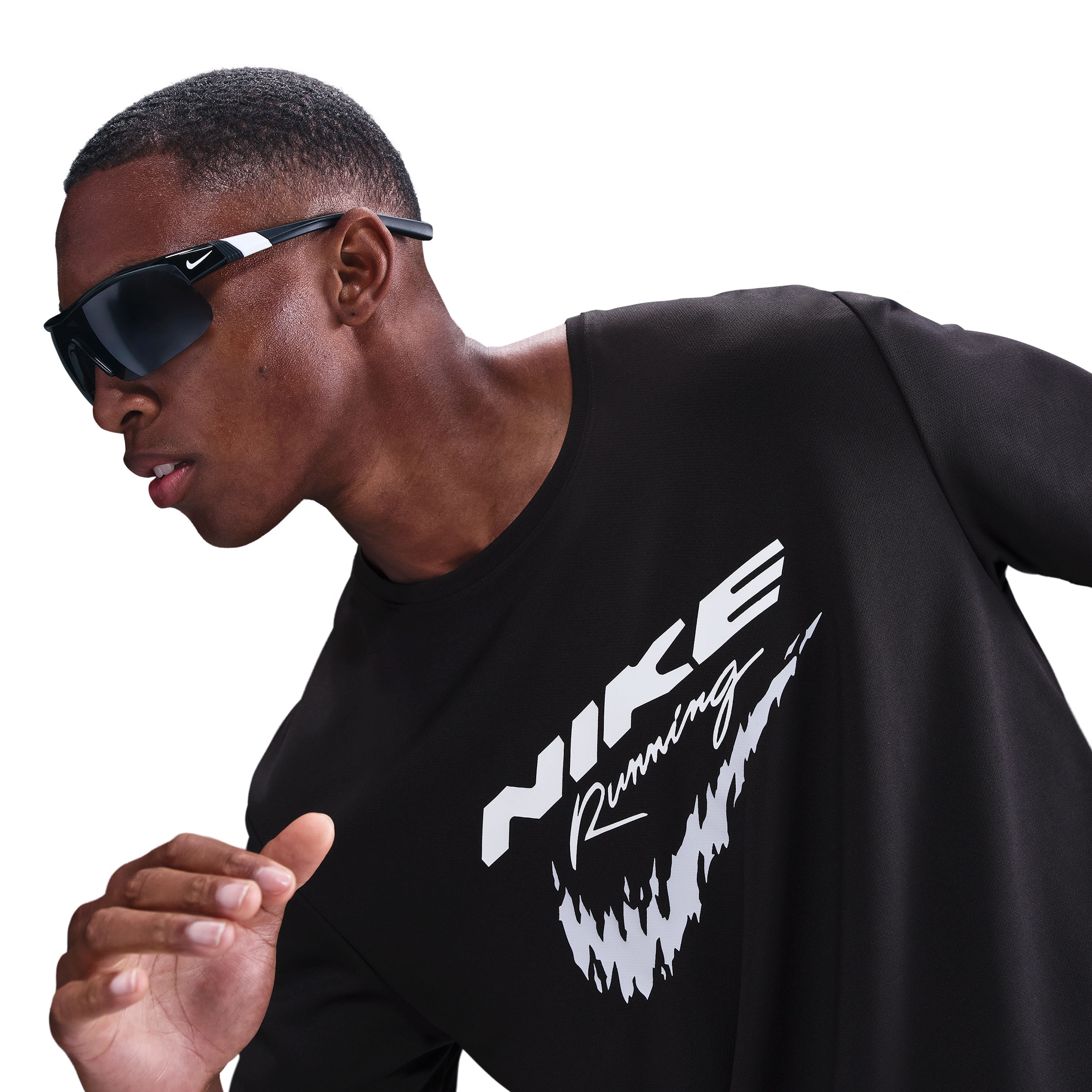 Nike M Nk Df Uv Rn Enrgy Miler Ss Camiseta Manga Corta negro de hombre para correr