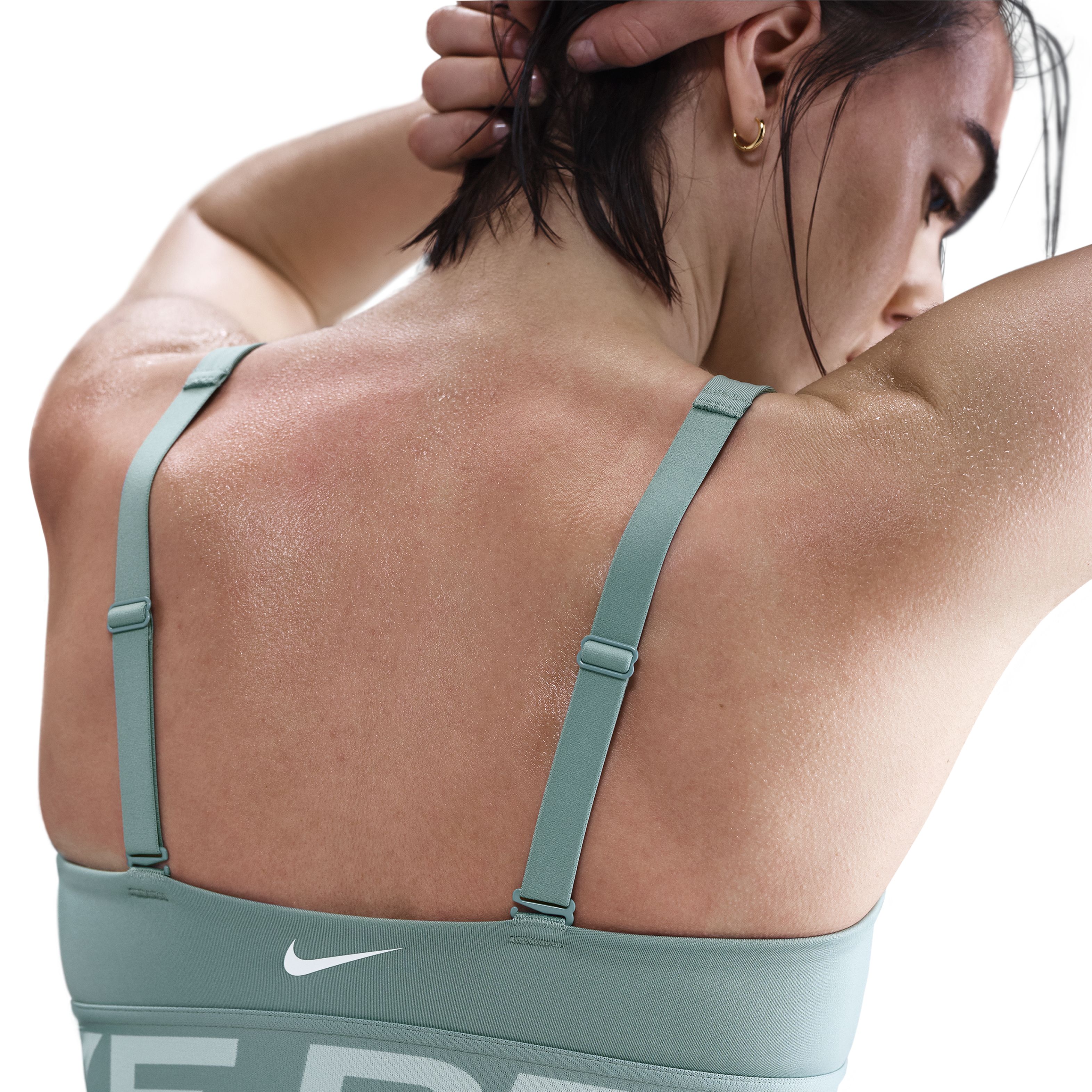Nike W Np Indy Plunge Bra Bold Top verde de mujer para entrenamiento