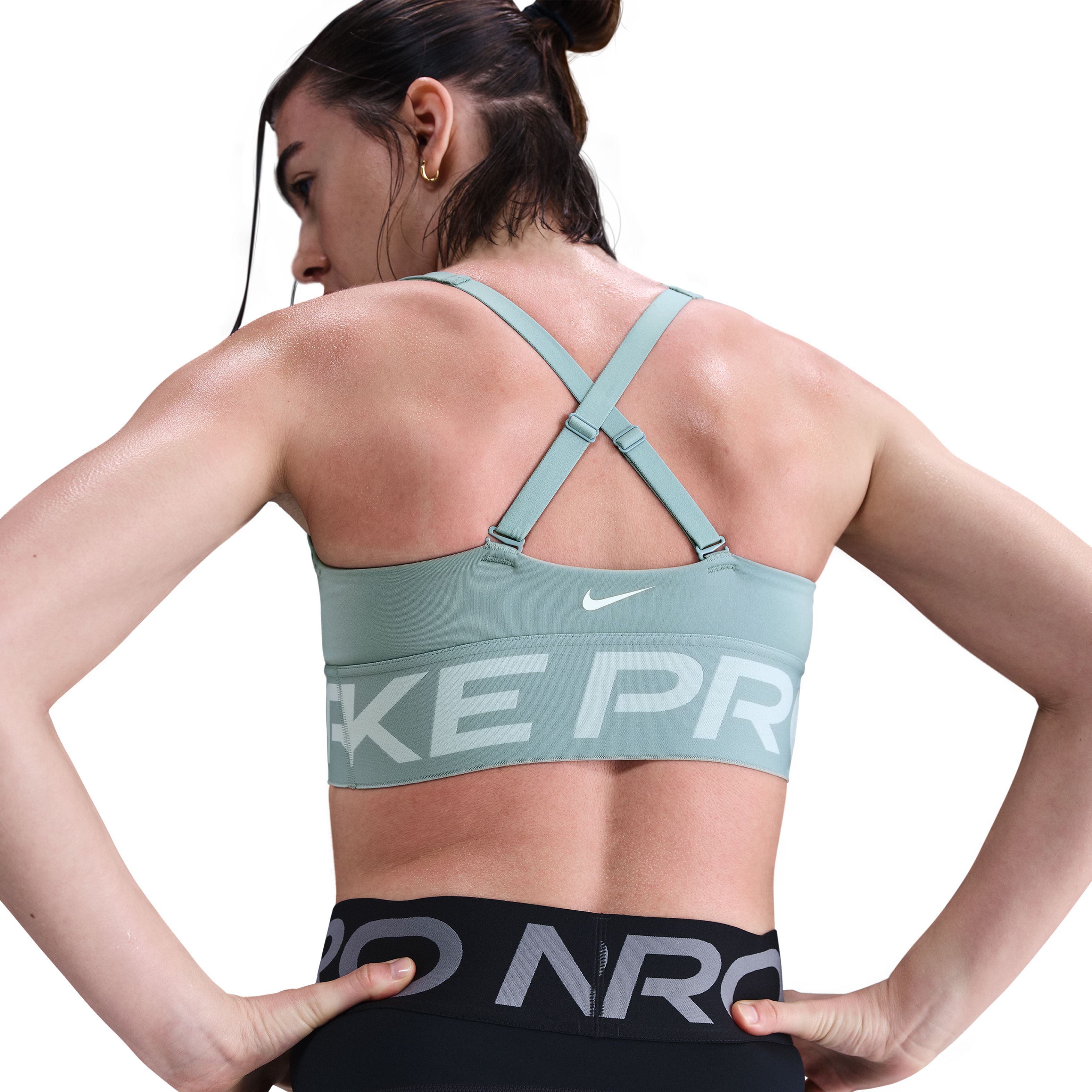 Nike W Np Indy Plunge Bra Bold Top verde de mujer para entrenamiento
