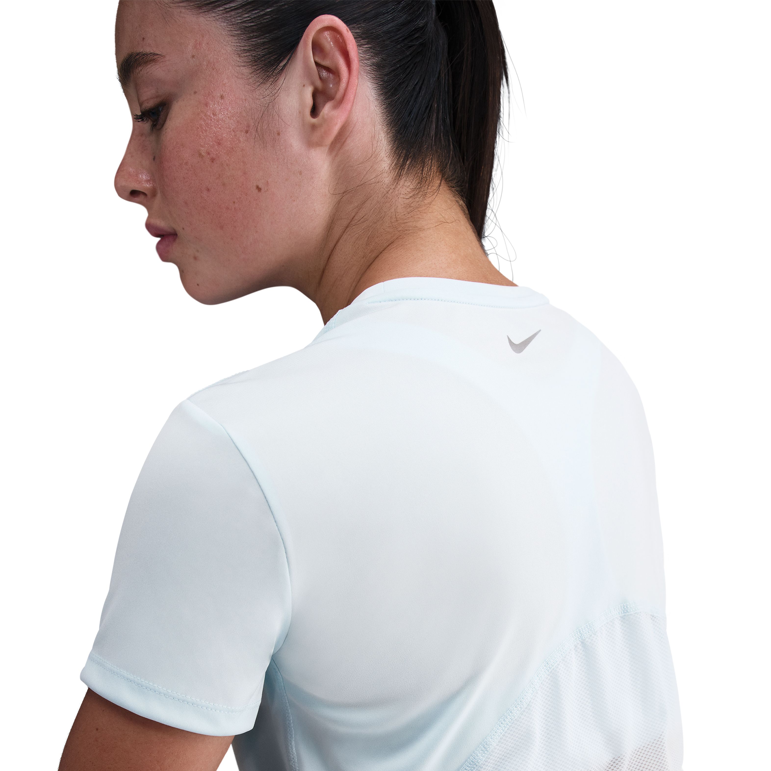Nike W Nk Miler Top Ss Camiseta Manga Corta azul de mujer para correr