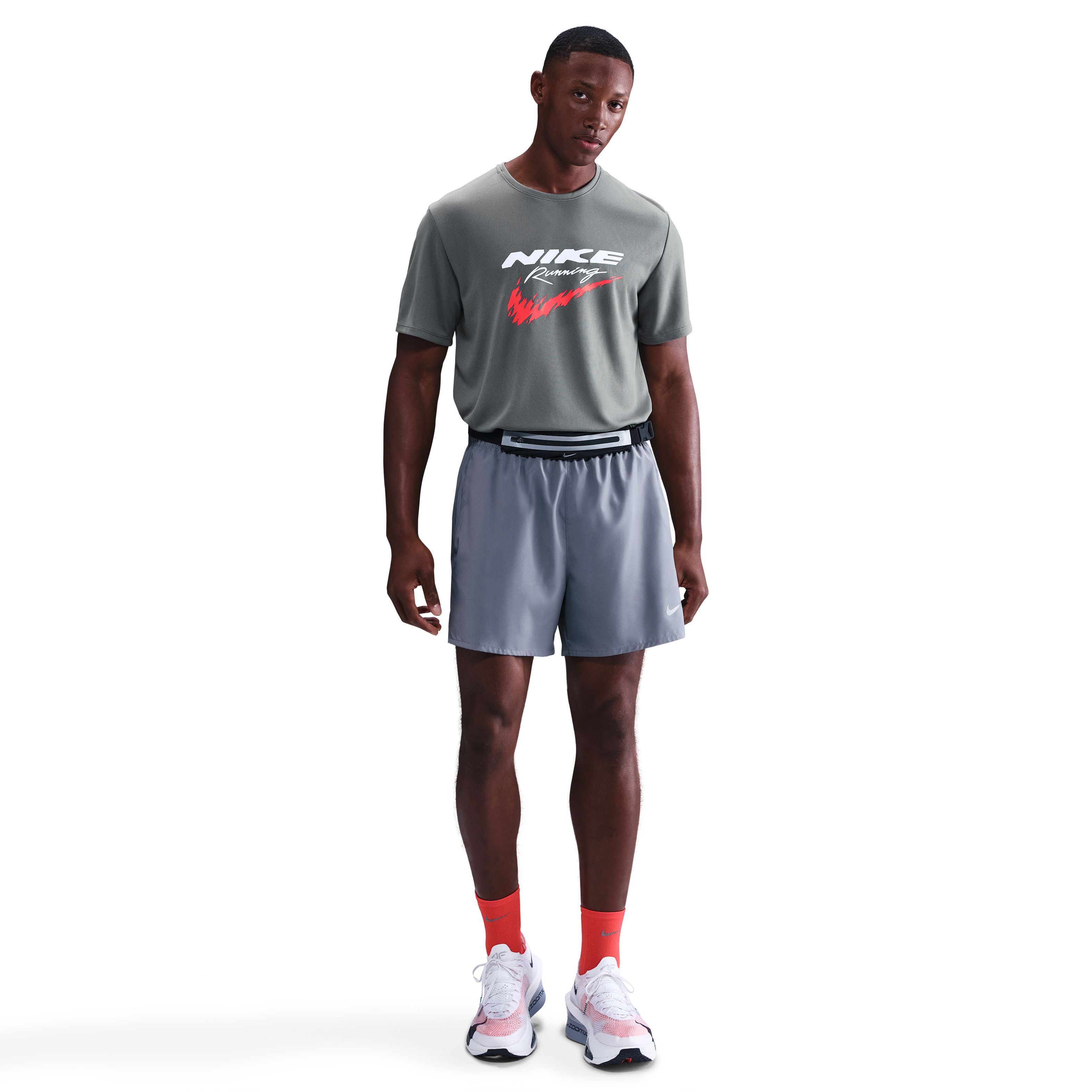 Nike M Nk Df Uv Rn Enrgy Miler Ss Camiseta Manga Corta gris de hombre para correr