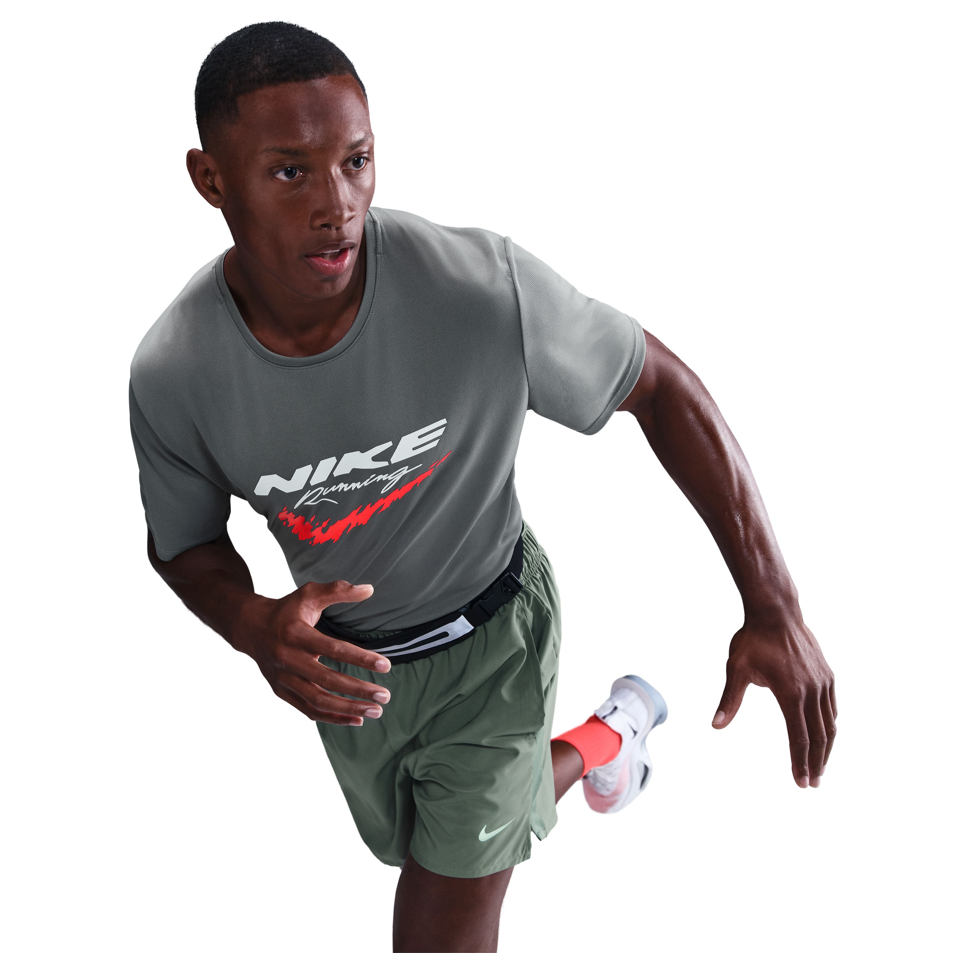 Nike M Nk Df Uv Rn Enrgy Miler Ss Camiseta Manga Corta gris de hombre para correr