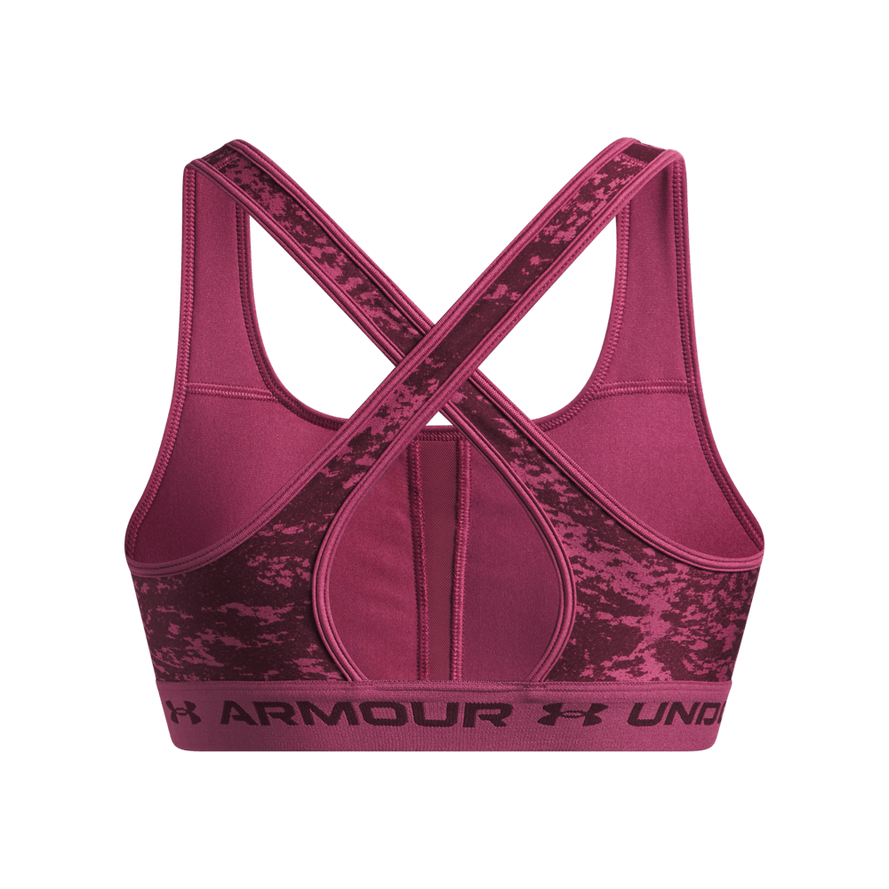 UA Ssback Mid Print Top rosado de mujer para entrenamiento