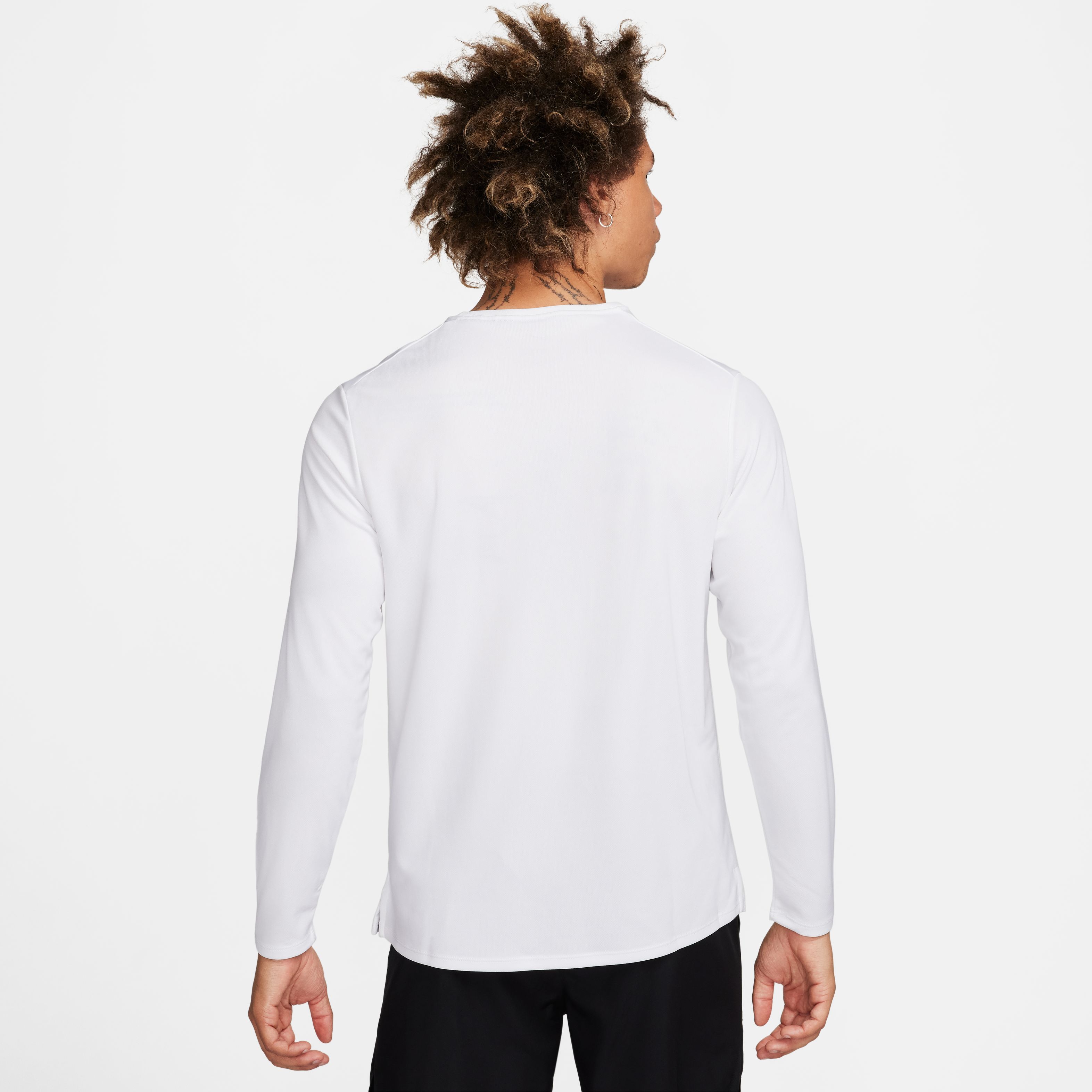 Nike M Nk Df Uv Miler Top Ls Camiseta Manga Larga blanco de hombre para correr