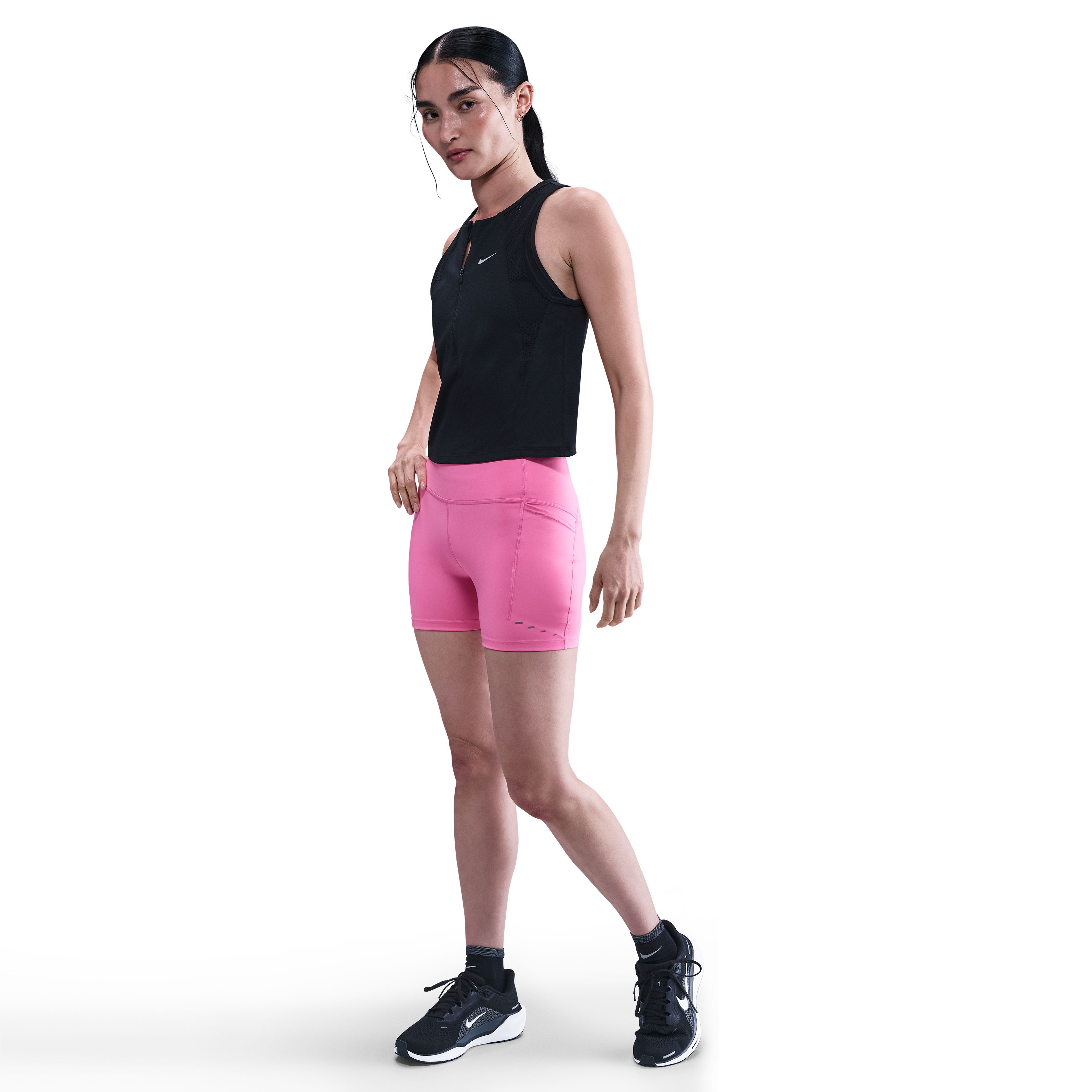 Nike W Nk Df Swift Hr 4In Short Licra rosado de mujer para correr