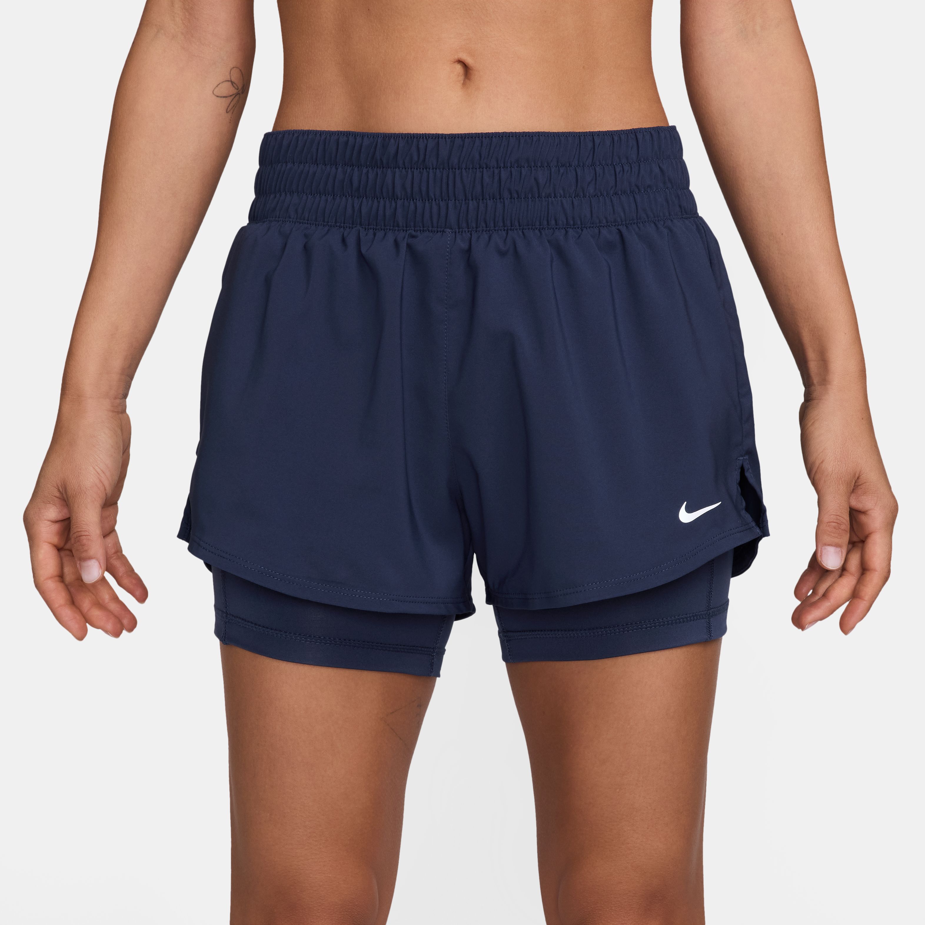 Nike W Nk One Df Mr 3In 2N1 Short Pantaloneta azul de mujer para entrenamiento