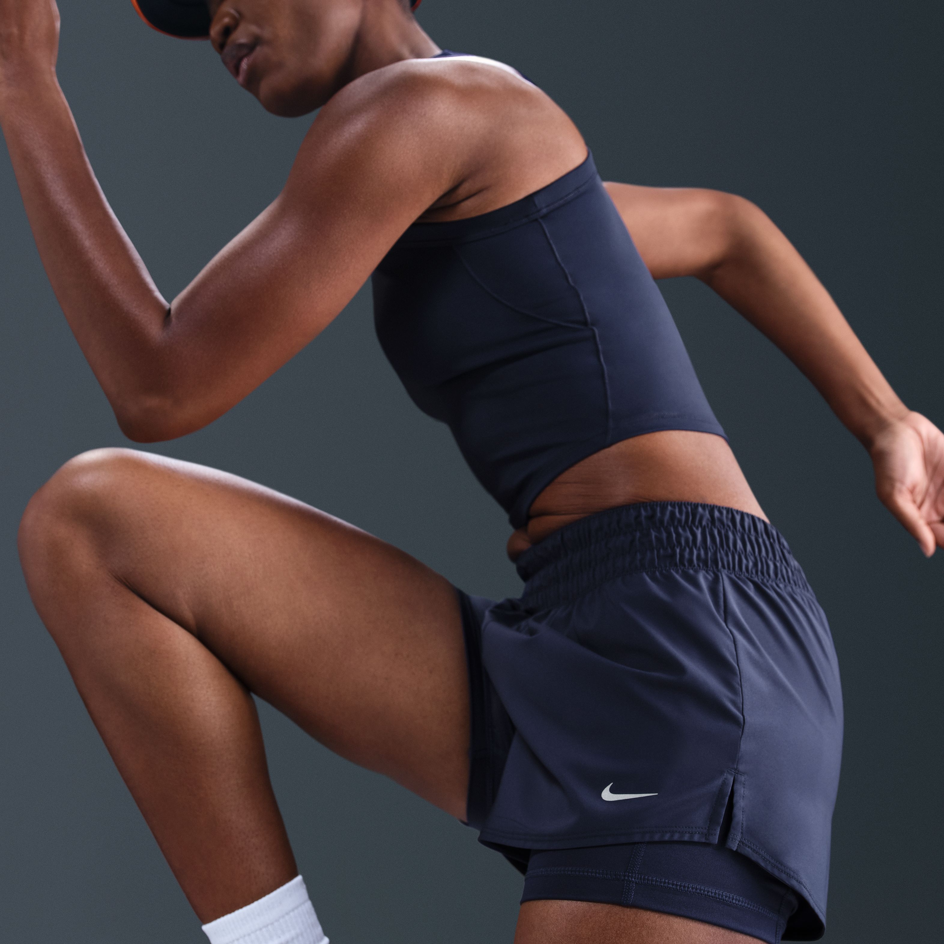 Nike W Nk One Df Mr 3In 2N1 Short Pantaloneta azul de mujer para entrenamiento