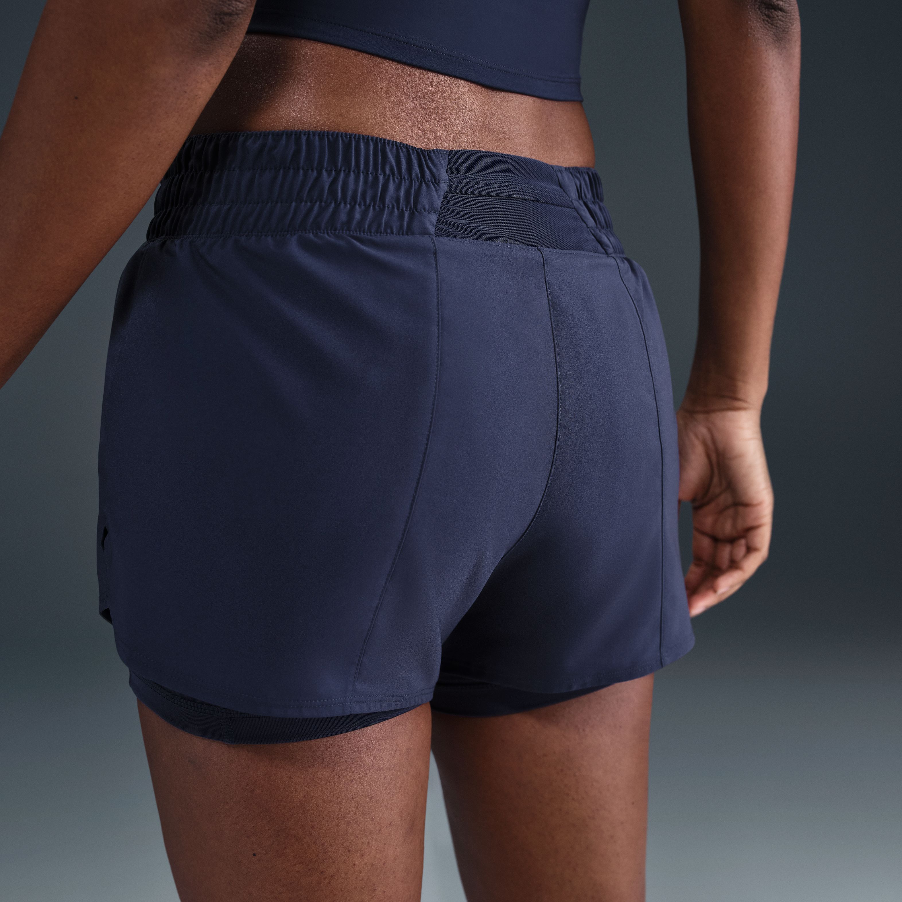 Nike W Nk One Df Mr 3In 2N1 Short Pantaloneta azul de mujer para entrenamiento