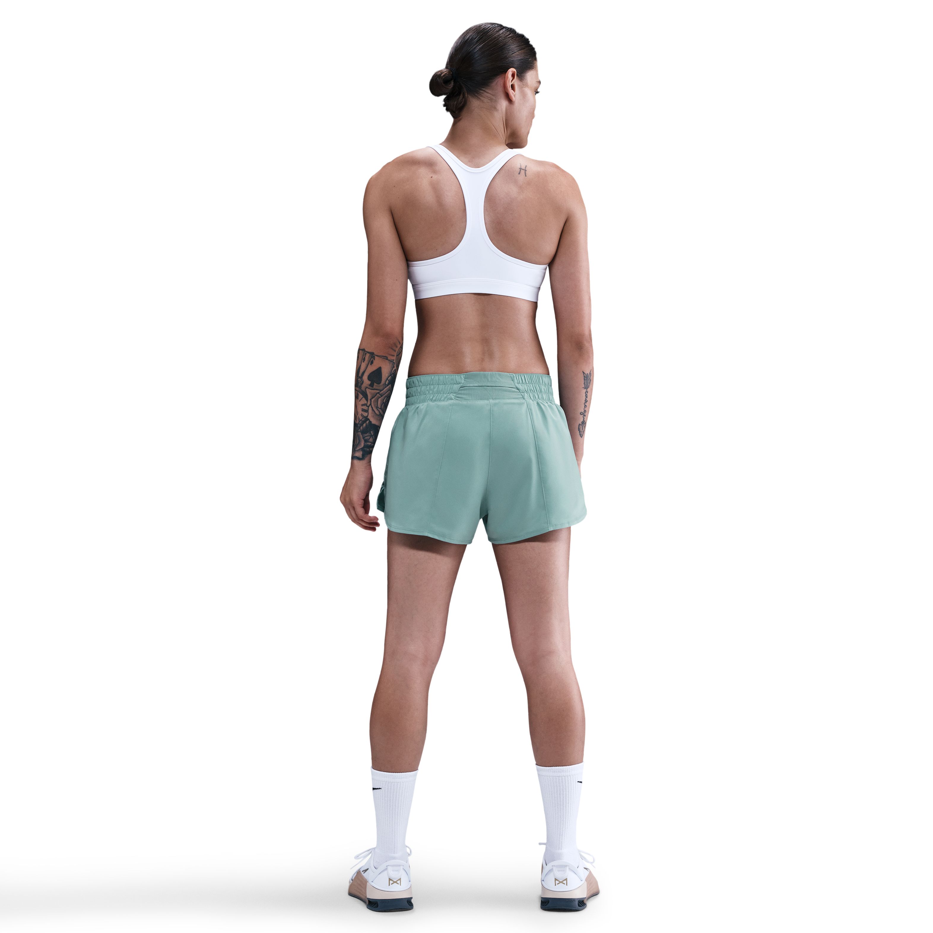 Nike W Nk One Df Mr 3In 2N1 Short Pantaloneta verde de mujer para entrenamiento