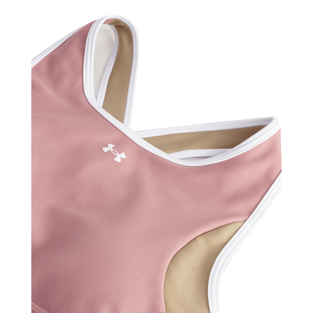 UA Crossback Mid Open Back Top rosado de mujer para entrenamiento