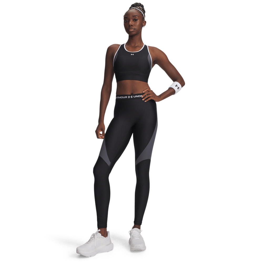 UA Crossback Mid Open Back Top negro de mujer para entrenamiento