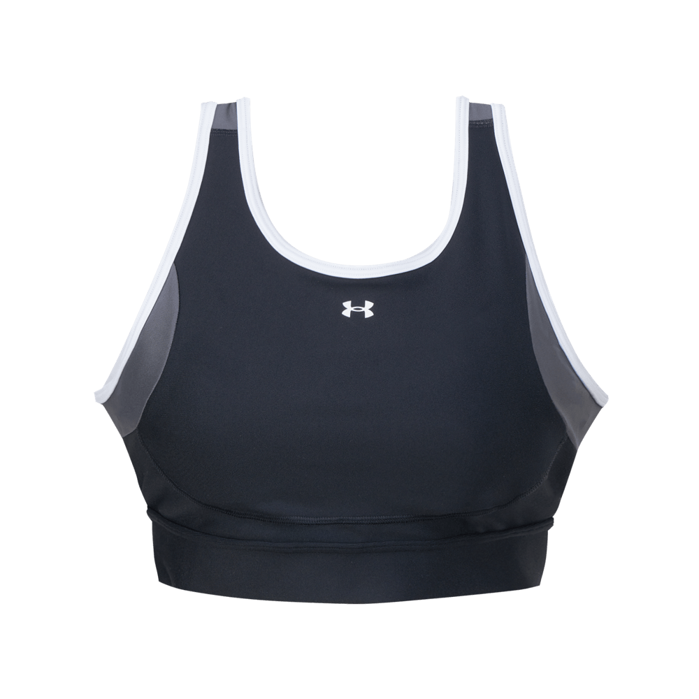 UA Crossback Mid Open Back Top negro de mujer para entrenamiento