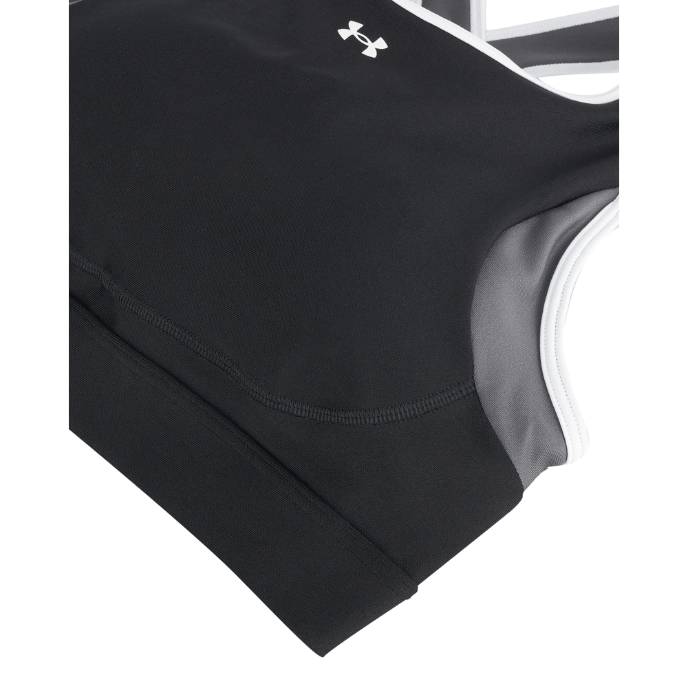 UA Crossback Mid Open Back Top negro de mujer para entrenamiento
