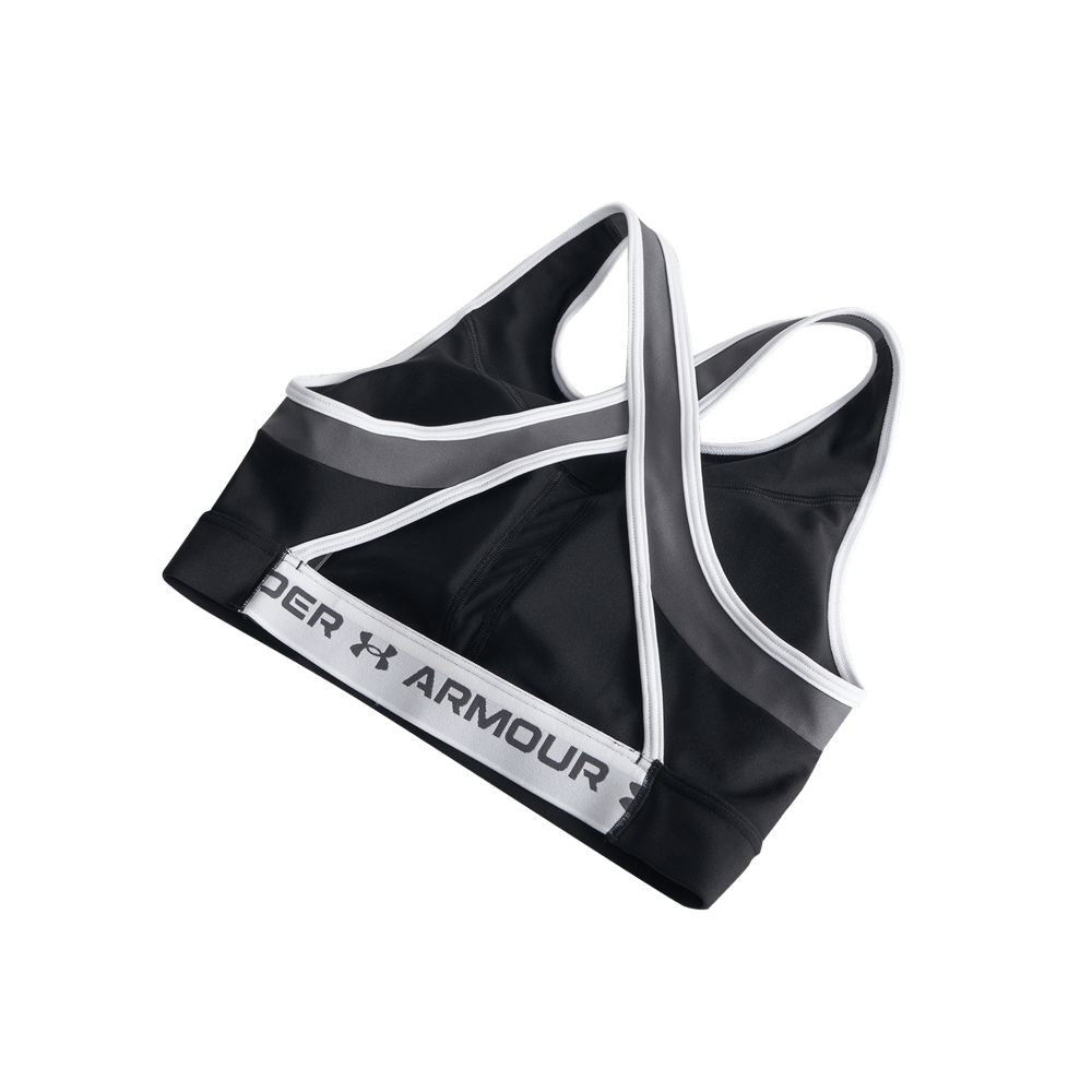 UA Crossback Mid Open Back Top negro de mujer para entrenamiento