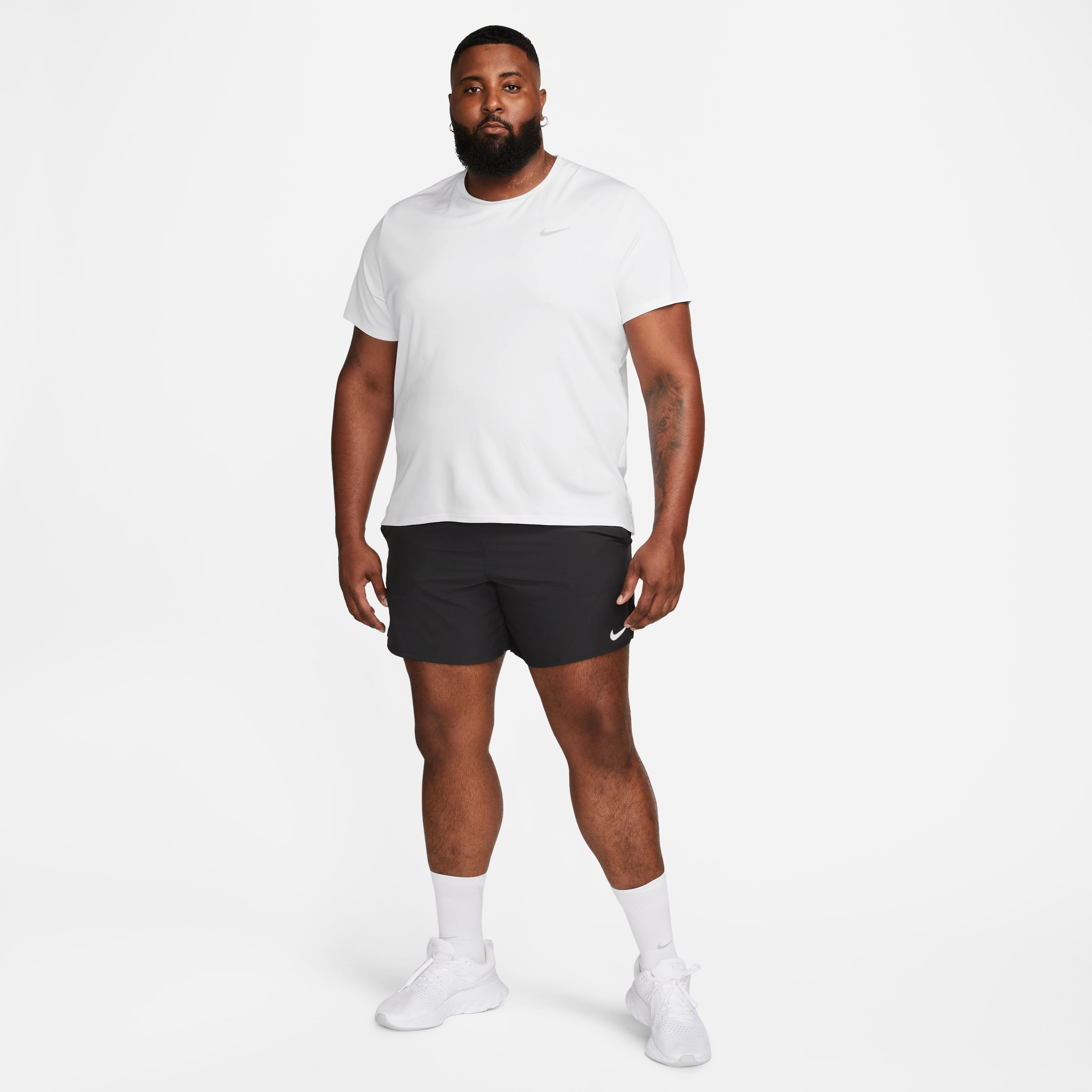 Nike M Nk Df Miler Ss Camiseta Manga Corta blanco de hombre para correr