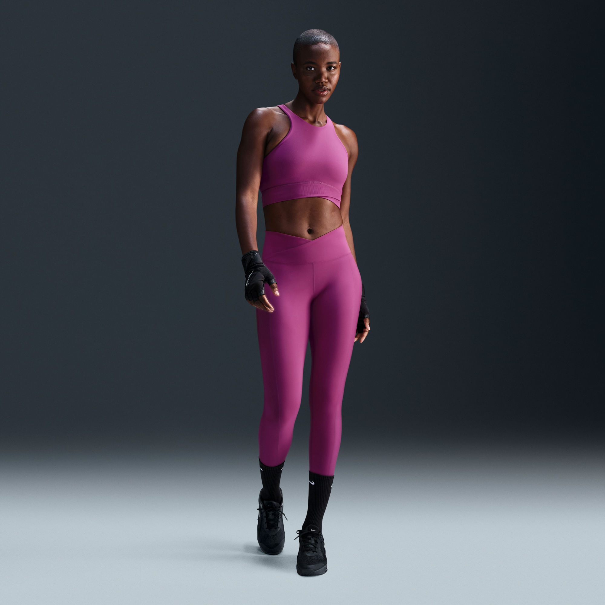 Nike W Nk1 Hn Twist Bra Top morado de mujer para entrenamiento