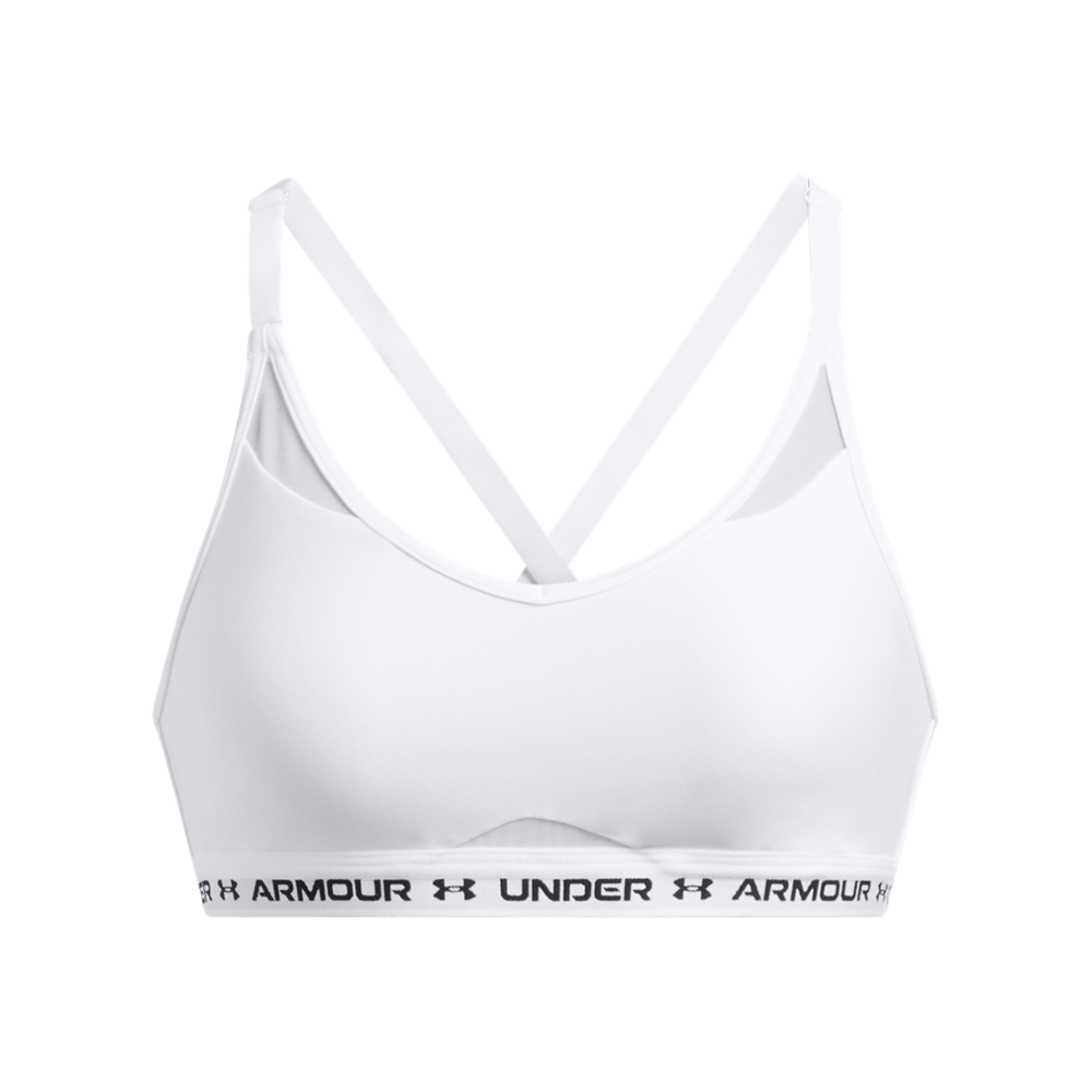 UA Crossback Low Bra Top blanco de mujer para entrenamiento