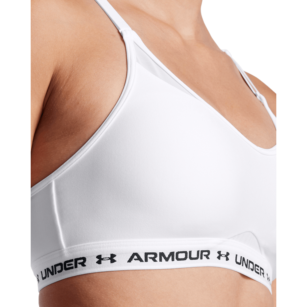 UA Crossback Low Bra Top blanco de mujer para entrenamiento