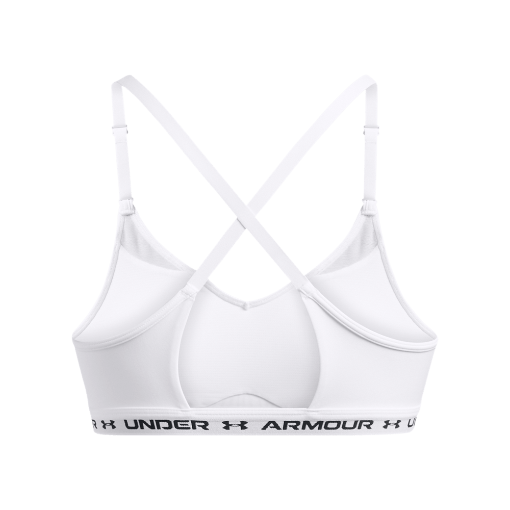 UA Crossback Low Bra Top blanco de mujer para entrenamiento