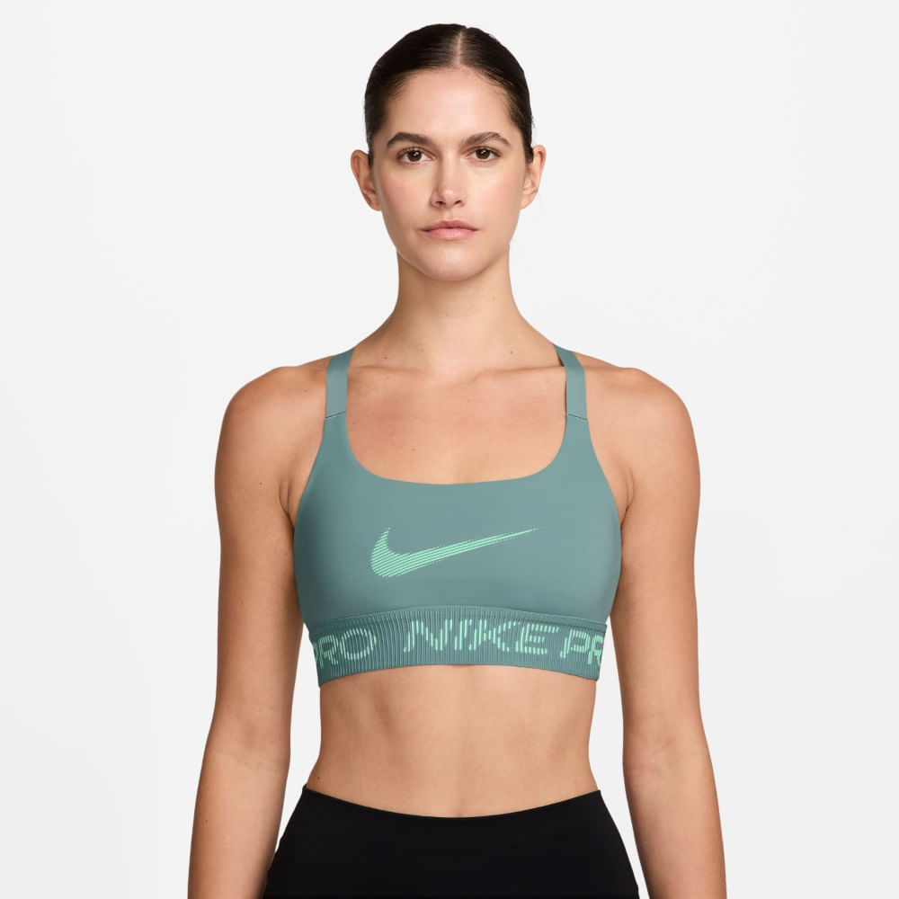 Nike W Np Ls Bra Tt Grx Top verde de mujer para entrenamiento